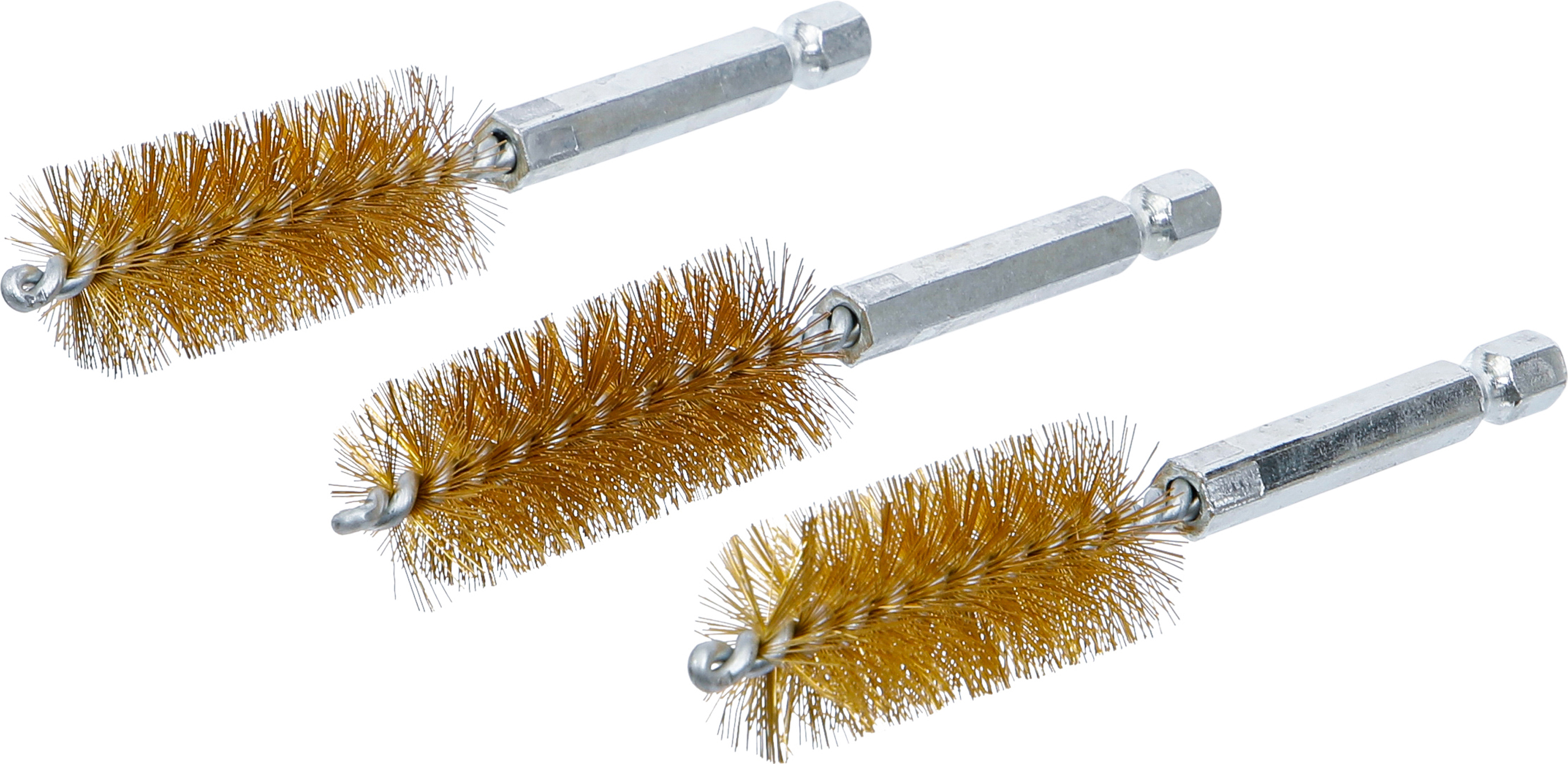 BGS Messingbürste | 19 mm | Antrieb Außensechskant 6,3 mm (1/4") | 3-tlg.