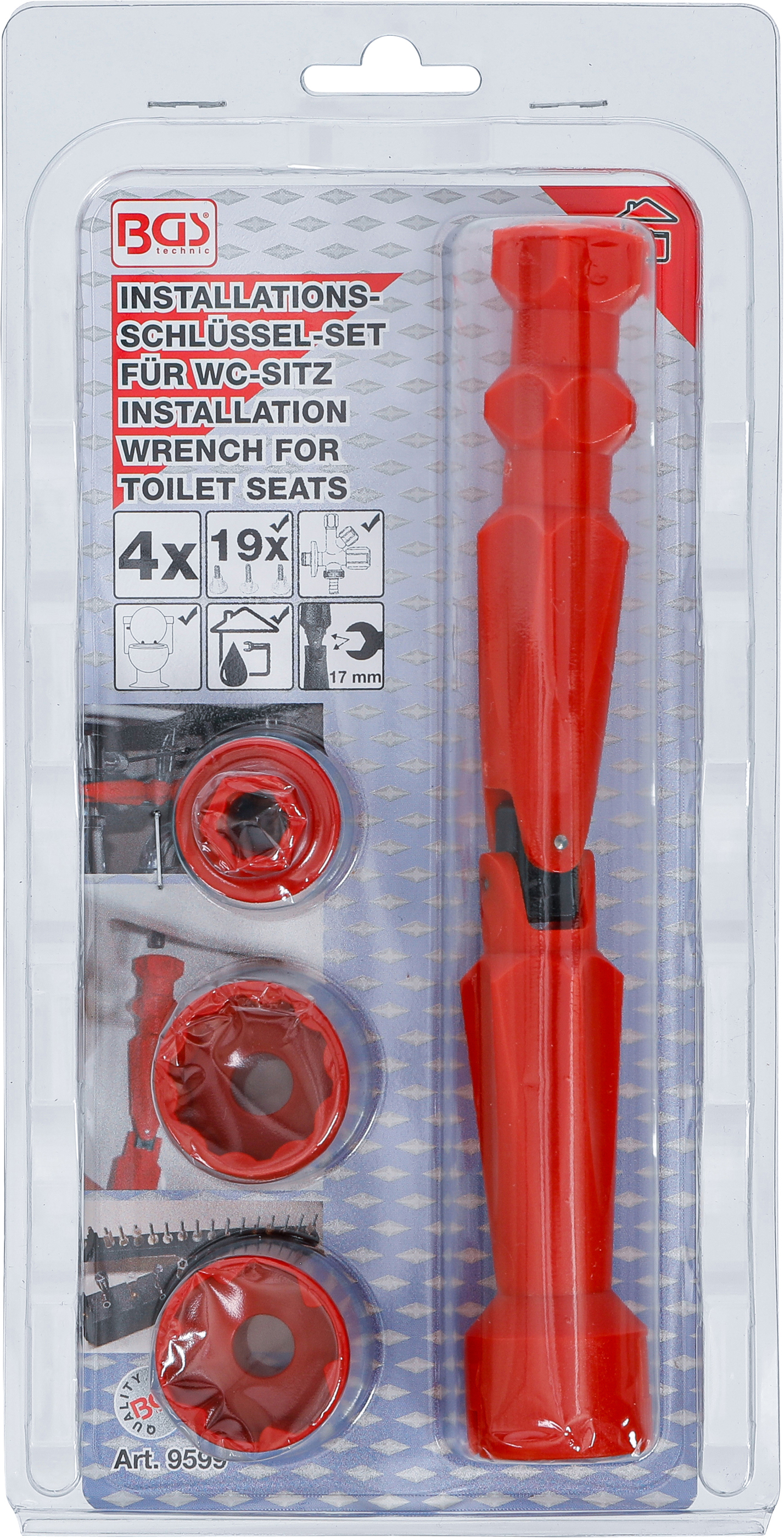 BGS Installationsschlüssel-Satz | für WC-Sitz | 4-tlg.