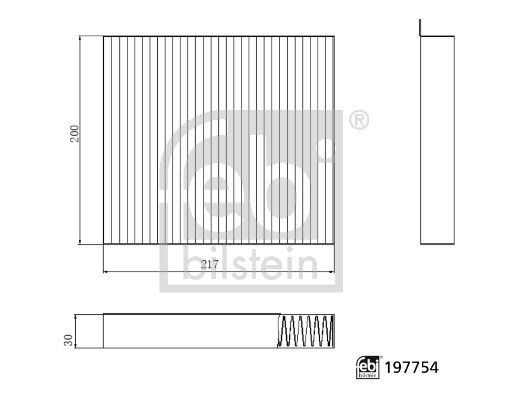 Filter, Innenraumluft “FEBI BILSTEIN Pollenfilter , 217 mm, 200 mm”