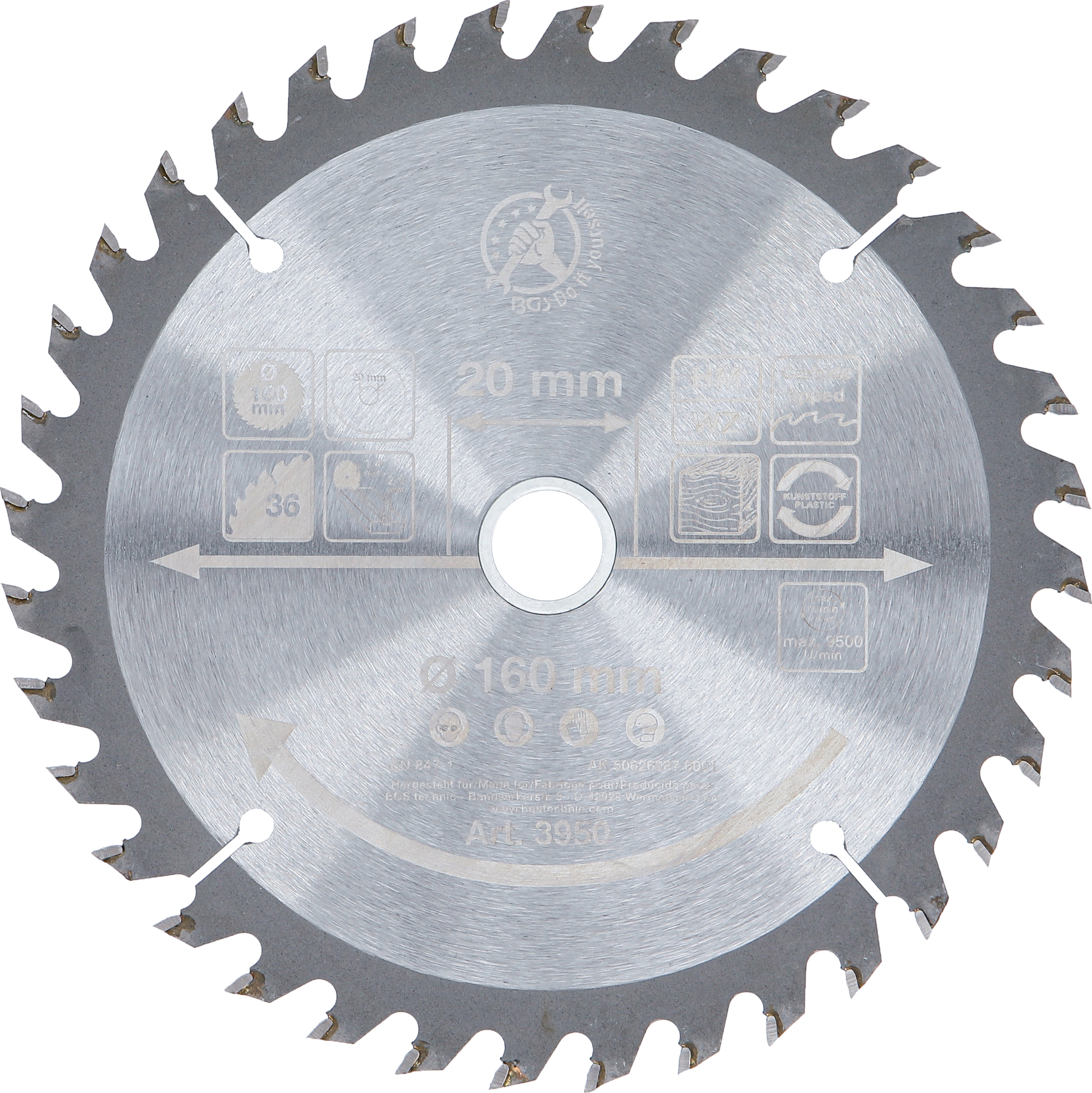 BGS Hartmetall-Kreissägeblatt | Ø 160 x 20 x 2,4 mm | 36 Zähne