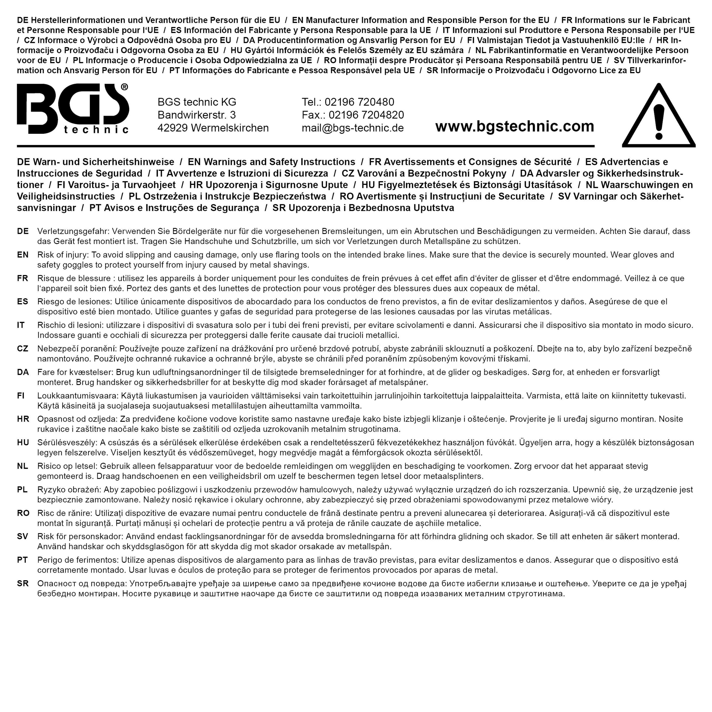 BGS Rohr-Biegezange | für Rohr-Ø 3 - 4,75 - 6 mm
