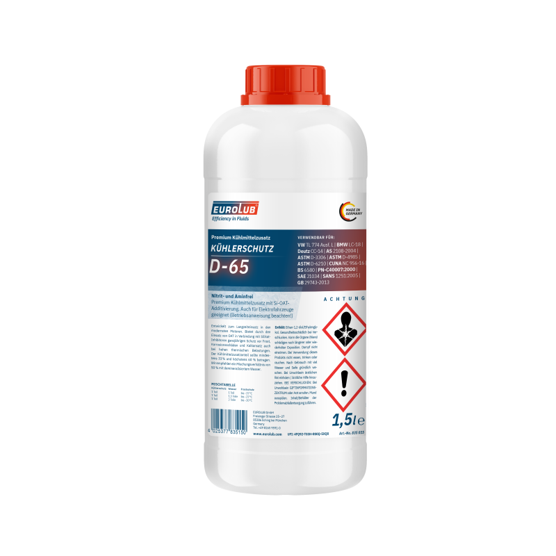 Eurolub Kühlerfrostschutz D-65 Konzentrat 1,5 Liter Eurolub Kühlerfrostschutz D-65 Konzentrat 1,5 Liter