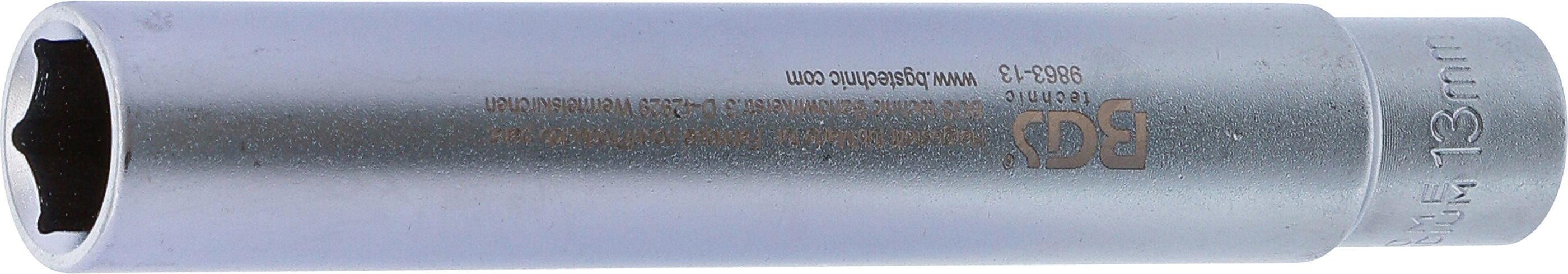 BGS Steckschlüssel-Einsatz Sechskant, extra tief | Antrieb Innenvierkant 10 mm (3/8") | 13 mm