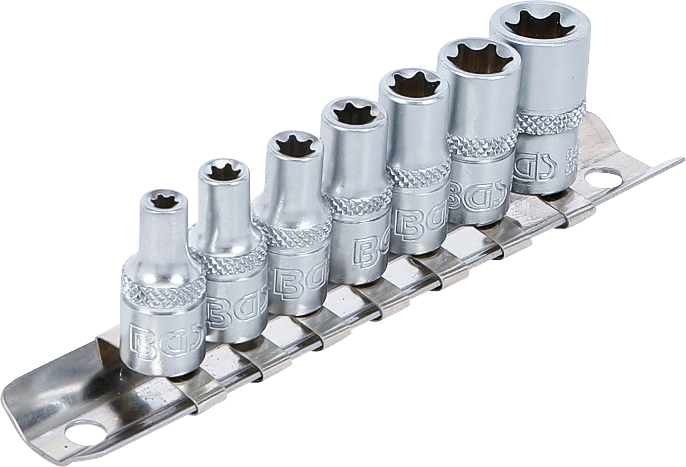 BGS Steckschlüssel-Einsatz-Satz E-Profil | Antrieb Innenvierkant 6,3 mm (1/4") | SW E4 - E11 | 7-tlg.