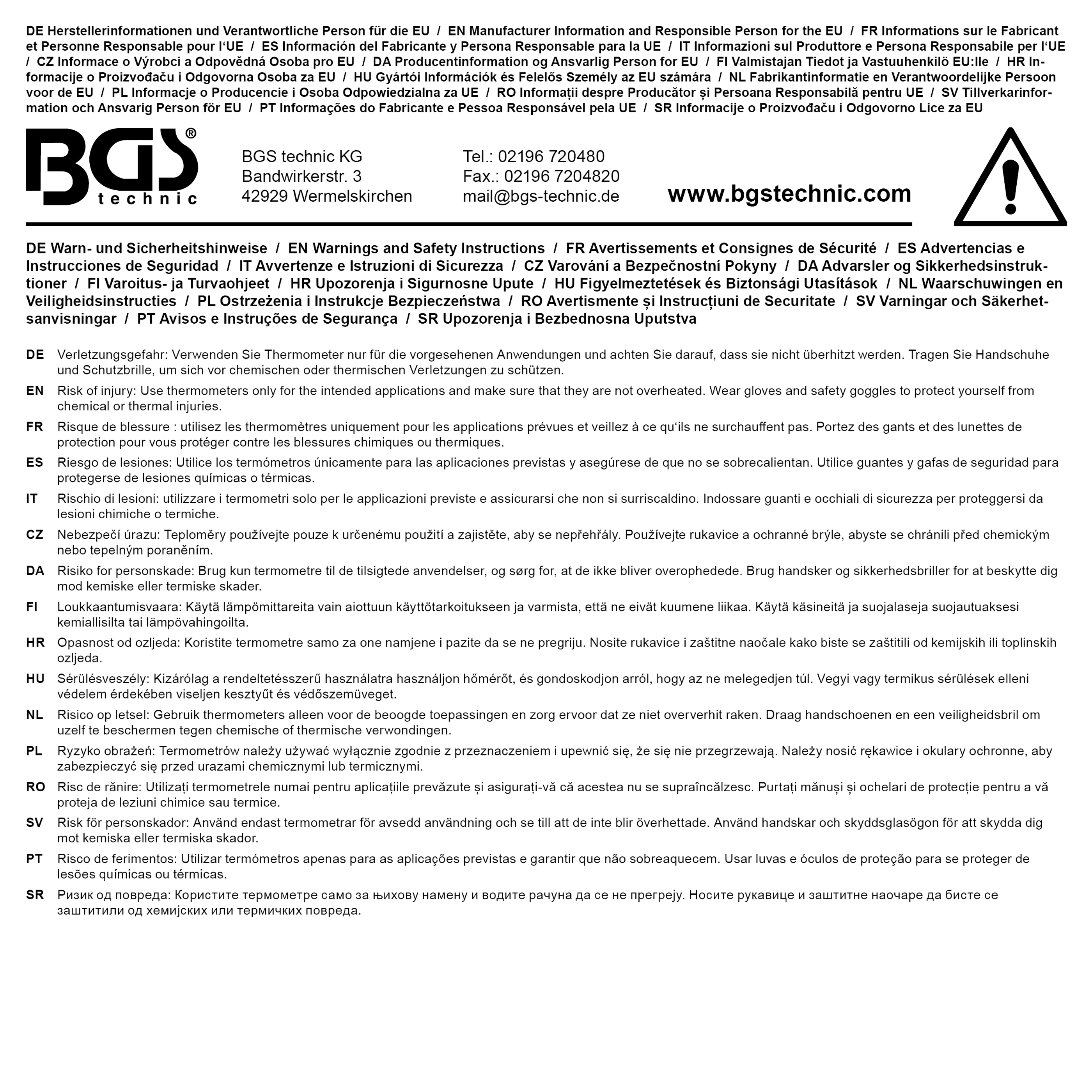 BGS Digital-Thermometer mit Edelstahl-Messsonde