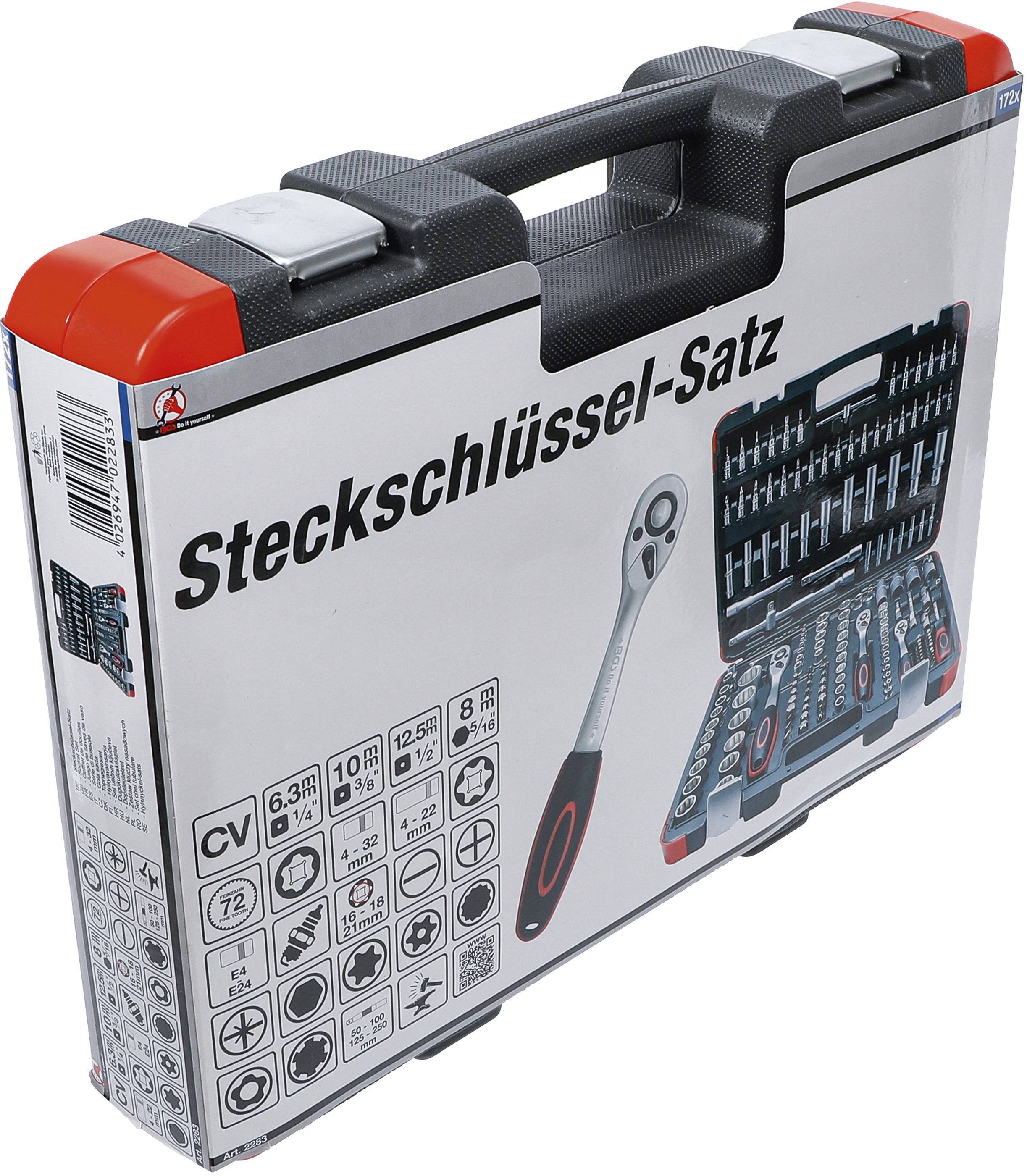 BGS Steckschlüssel-Satz | Antrieb 6,3 mm (1/4") / 10 mm (3/8") / 12,5 mm (1/2") | 172-tlg.
