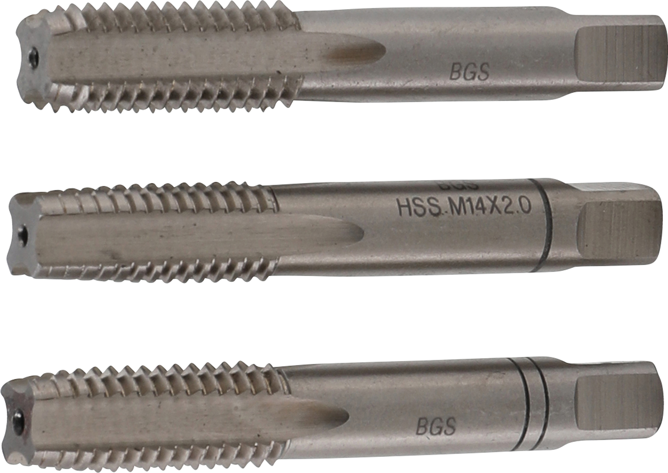BGS Gewindebohrer-Satz | Vor-, Mittel- und Fertigschneider | HSS-G | M14 x 2,0 | 3-tlg.
