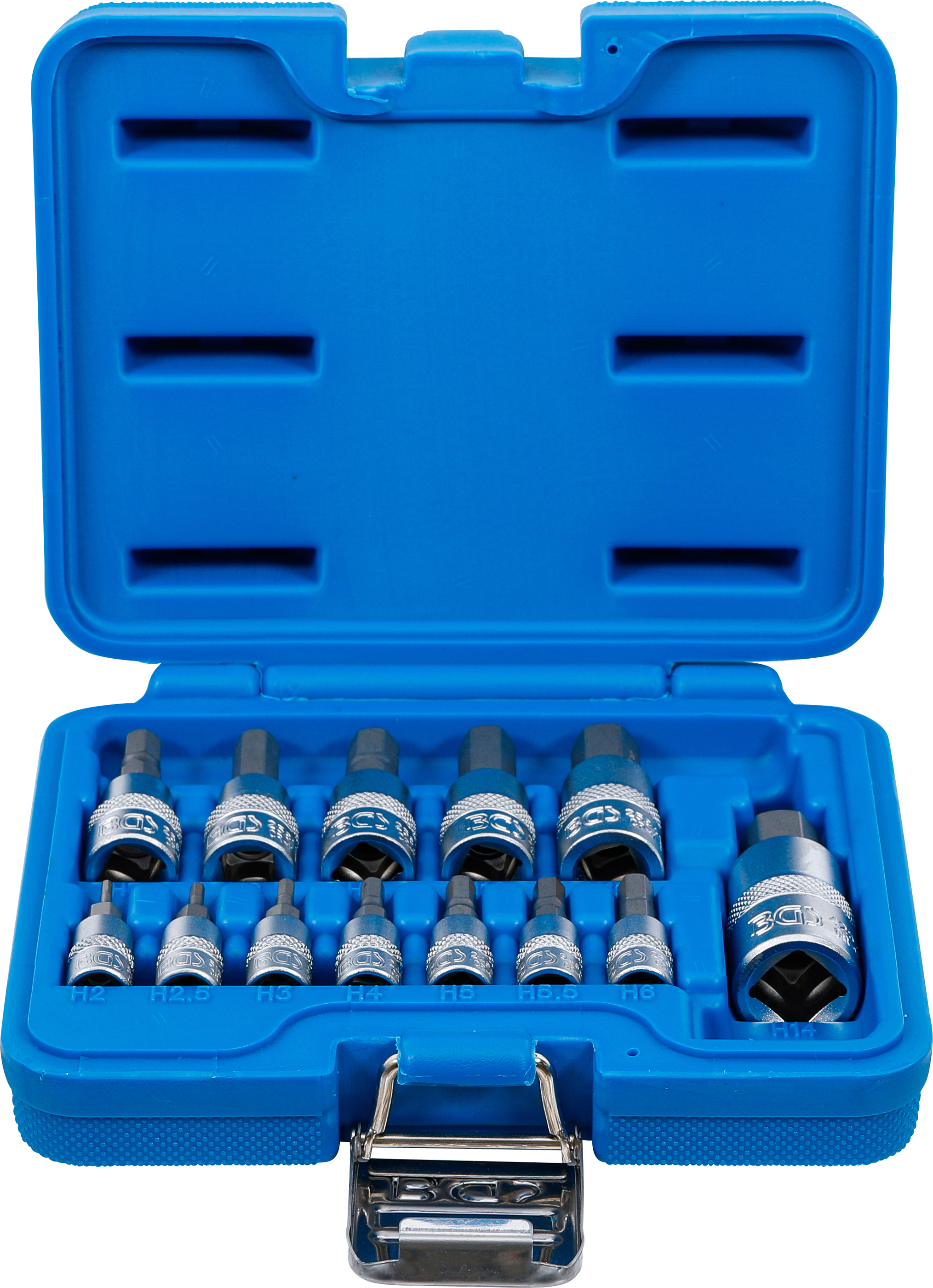 BGS Bit-Einsatz-Satz | Antrieb Innenvierkant 6,3 mm (1/4") / 10 mm (3/8") / 12,5 mm (1/2") | Innensechskant 2 - 14 mm | 13-tlg.