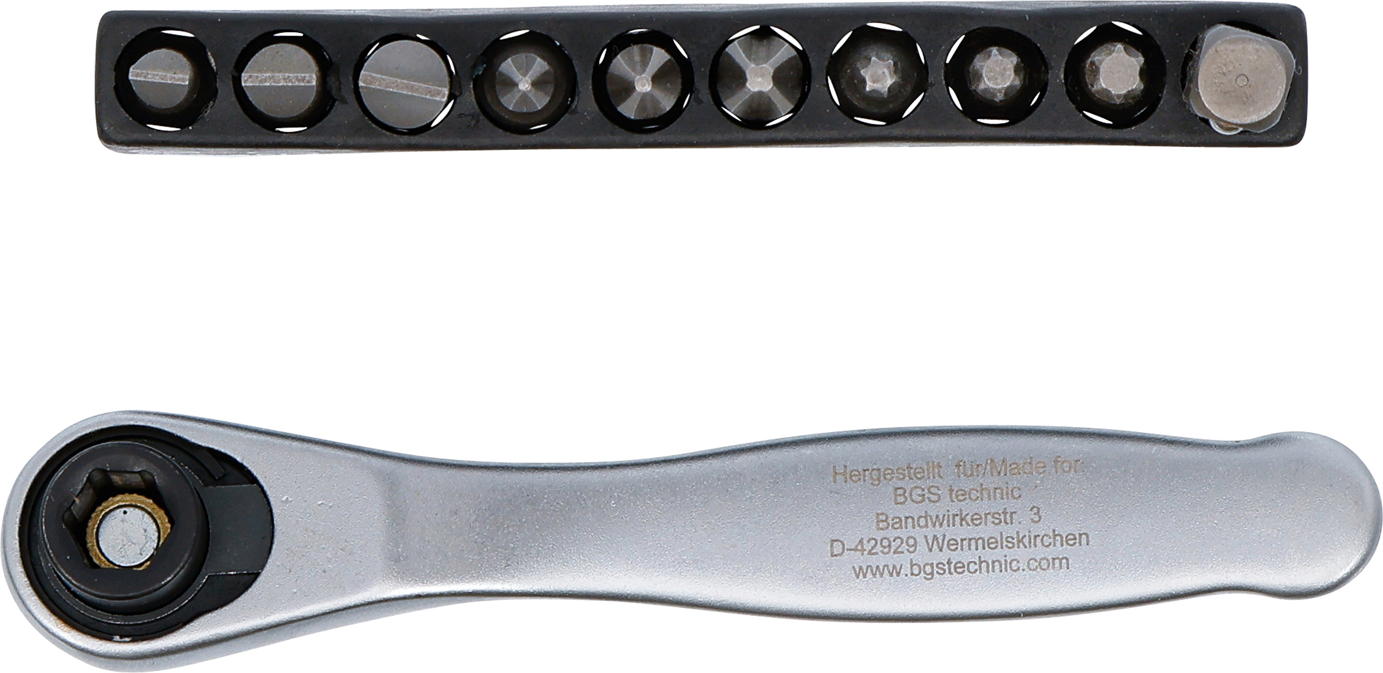 BGS Bit-Satz | mit Bit-Knarre | Antrieb Außensechskant 6,3 mm (1/4") | 11-tlg.