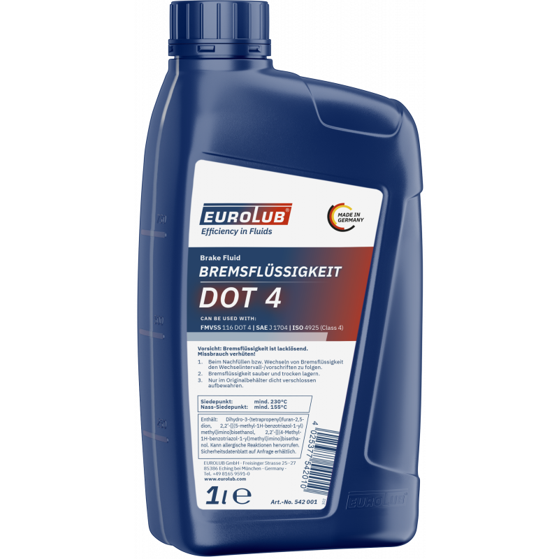 Eurolub Bremsflüssigkeit DOT-4 Brake Fluid 1 Liter