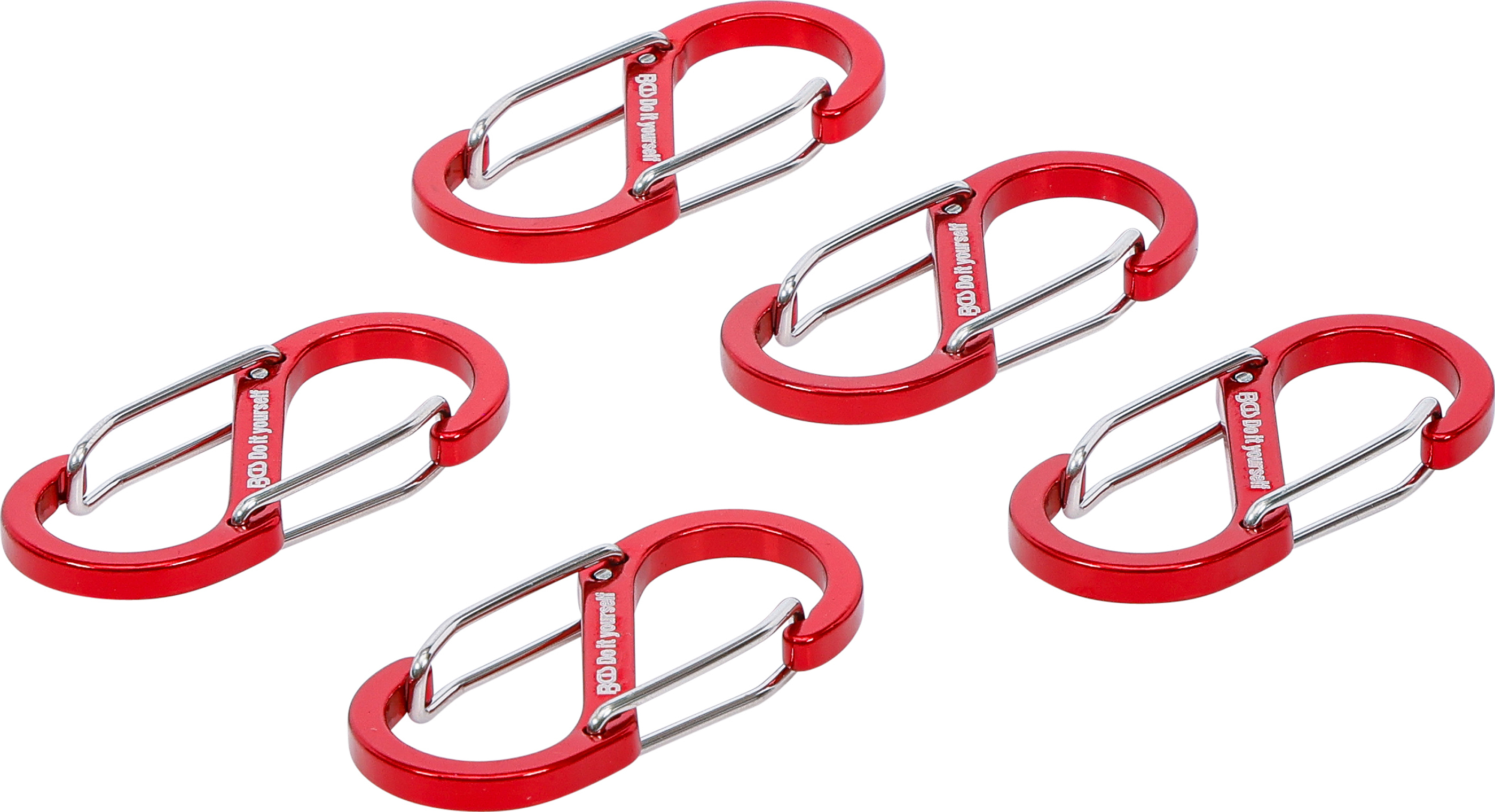 BGS Karabinerhaken-Sortiment mit Doppelöffnung | Aluminium | 5-tlg.