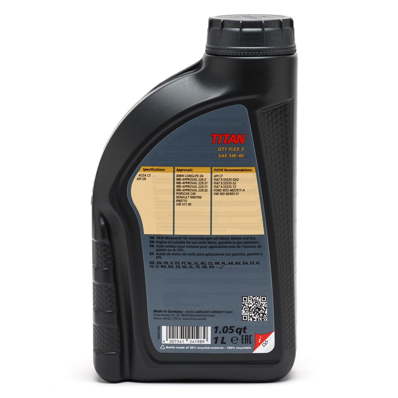 5W-40 Fuchs TITAN GT1 Flex 3 Motoröl 1 Liter