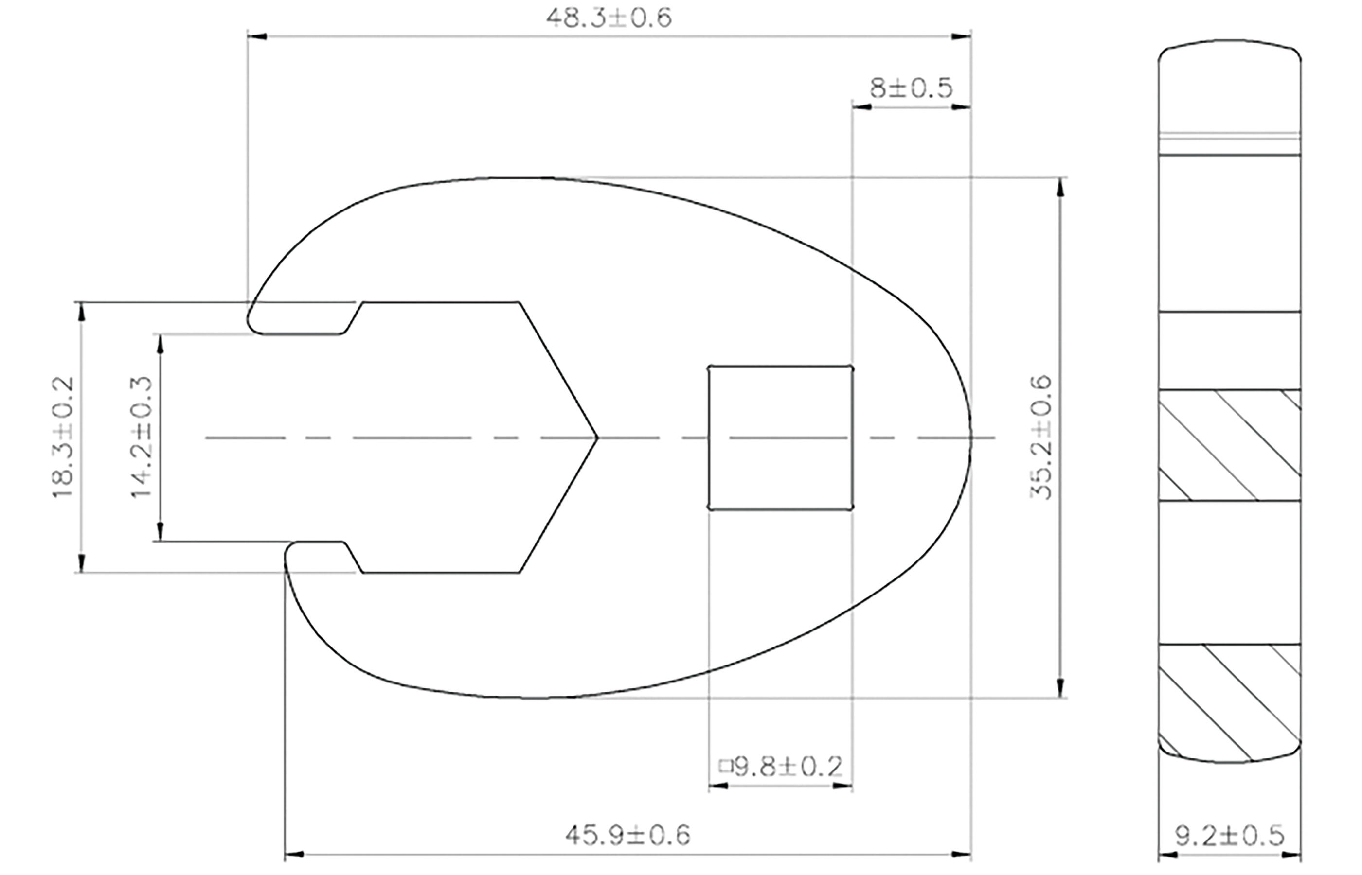 BGS Hahnenfußschlüssel | Antrieb Innenvierkant 10 mm (3/8") | SW 18 mm