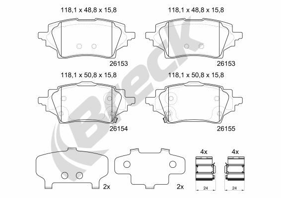 Bremsbelagsatz, Scheibenbremse