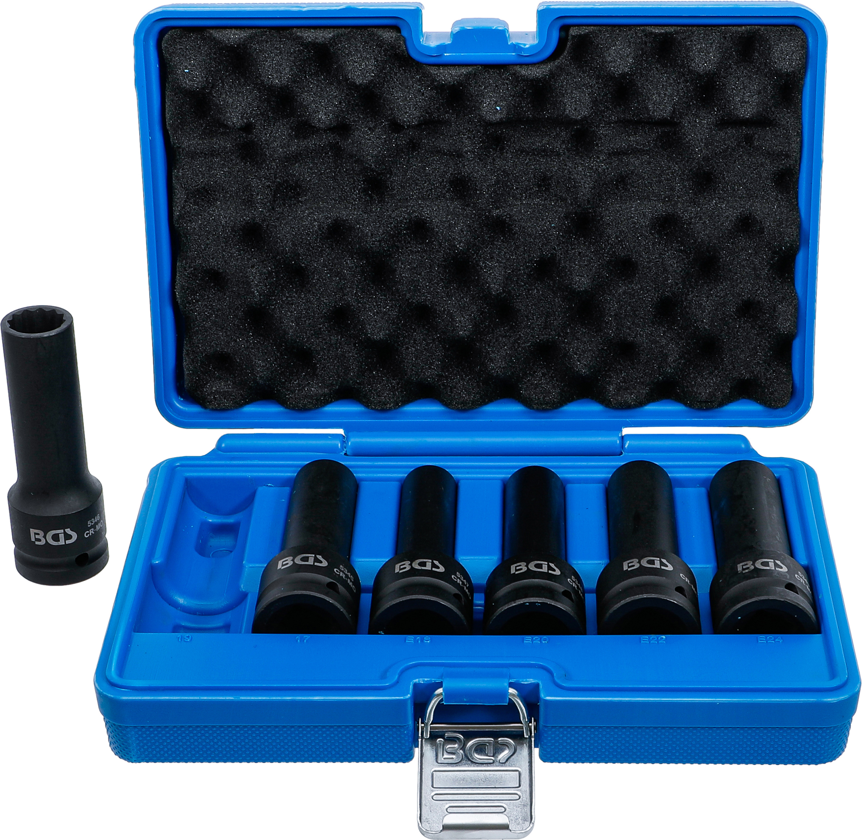 BGS Kraft-Steckschlüssel-Einsatz-Satz E-Profil, Zwölfkant | Antrieb Innenvierkant 20 mm (3/4") | 6-tlg.