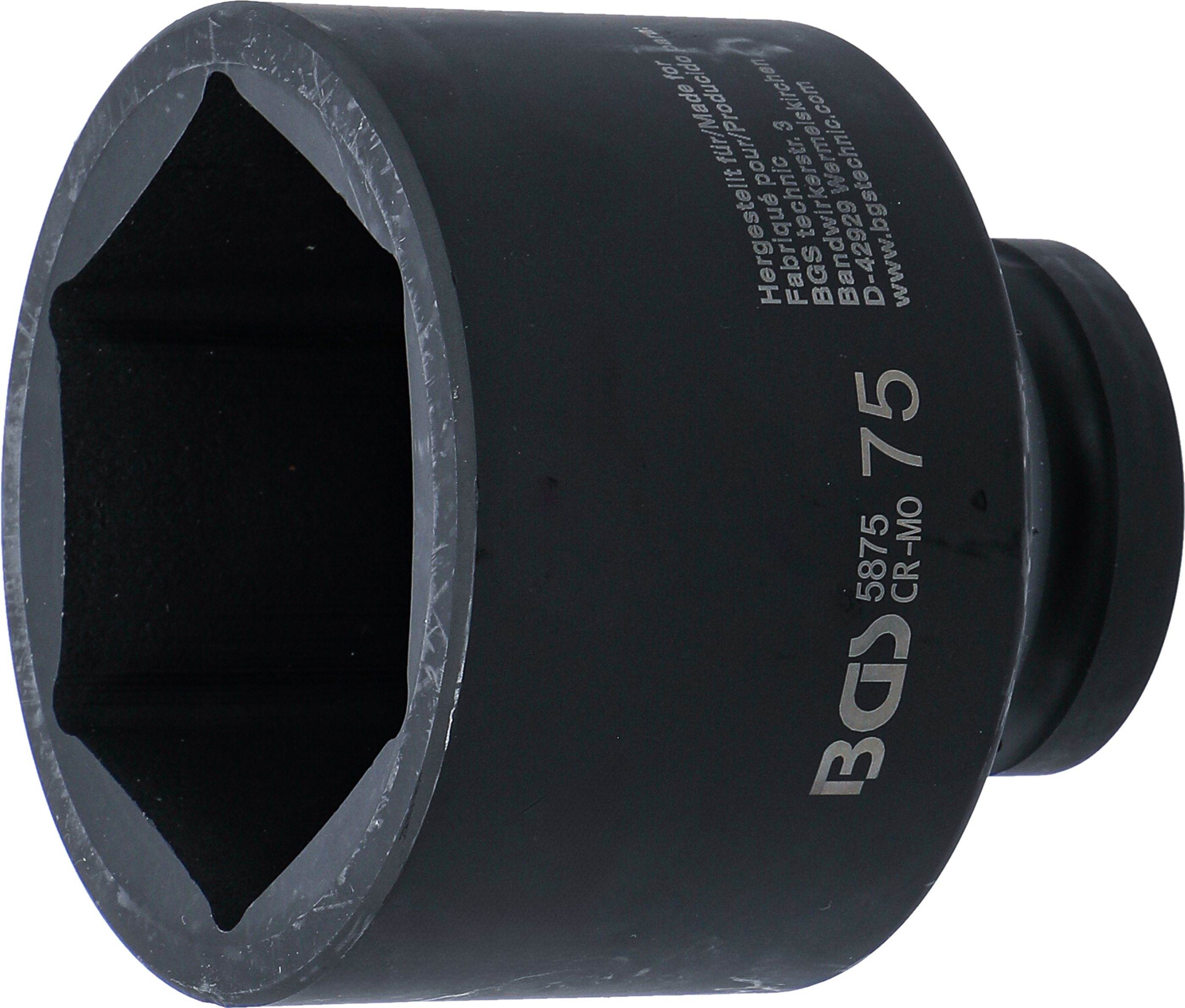 BGS Kraft-Steckschlüssel-Einsatz Sechskant | Antrieb Innenvierkant 25 mm (1") | SW 75 mm