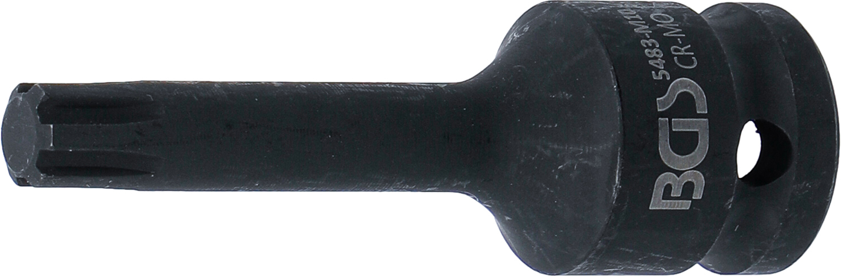 BGS Kraft-Bit-Einsatz | Länge 75 mm | Antrieb Innenvierkant 12,5 mm (1/2") | Keil-Profil (für RIBE) M10