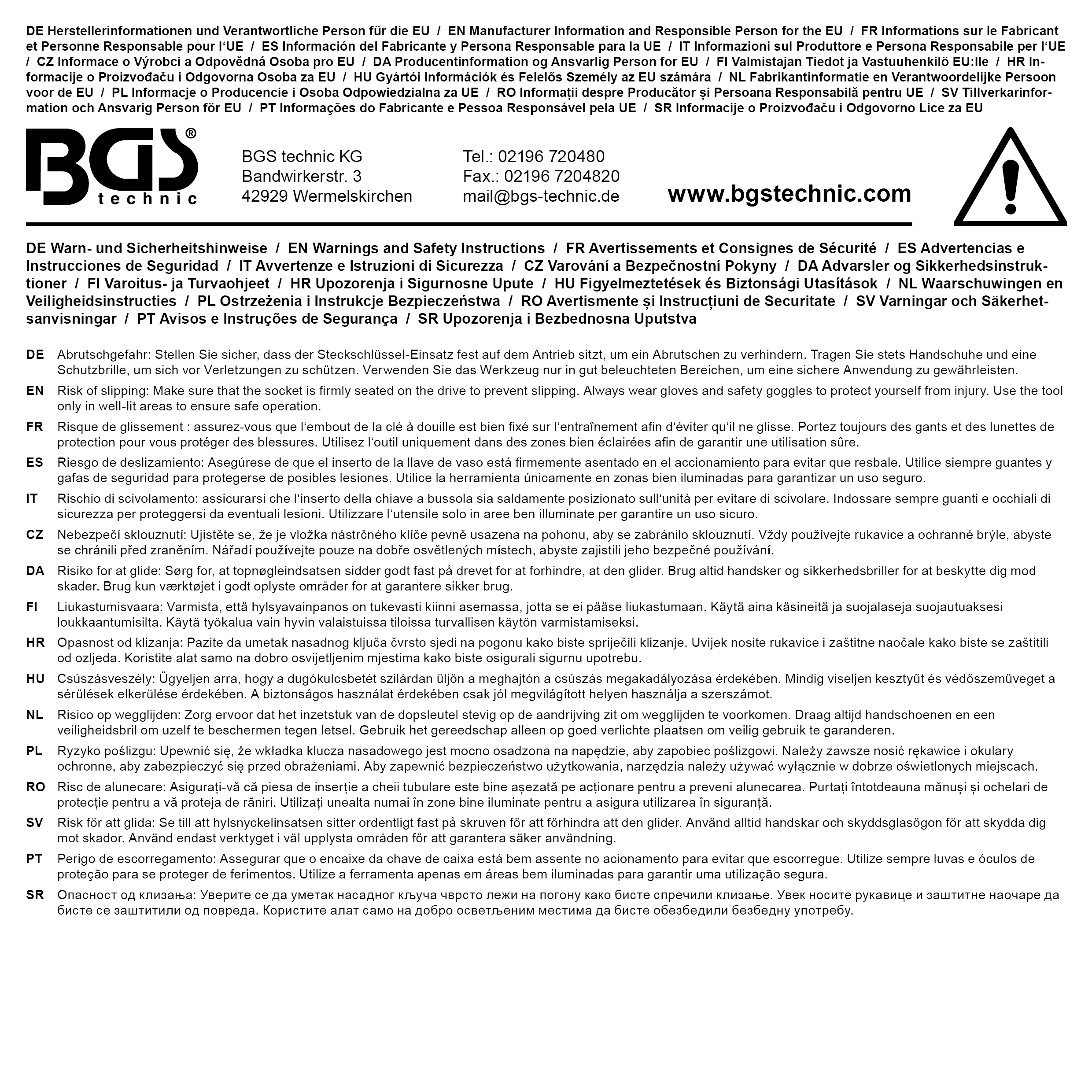 BGS Steckschlüssel-Einsatz Sechskant, tief | Antrieb Innenvierkant 10 mm (3/8") | SW 8 mm