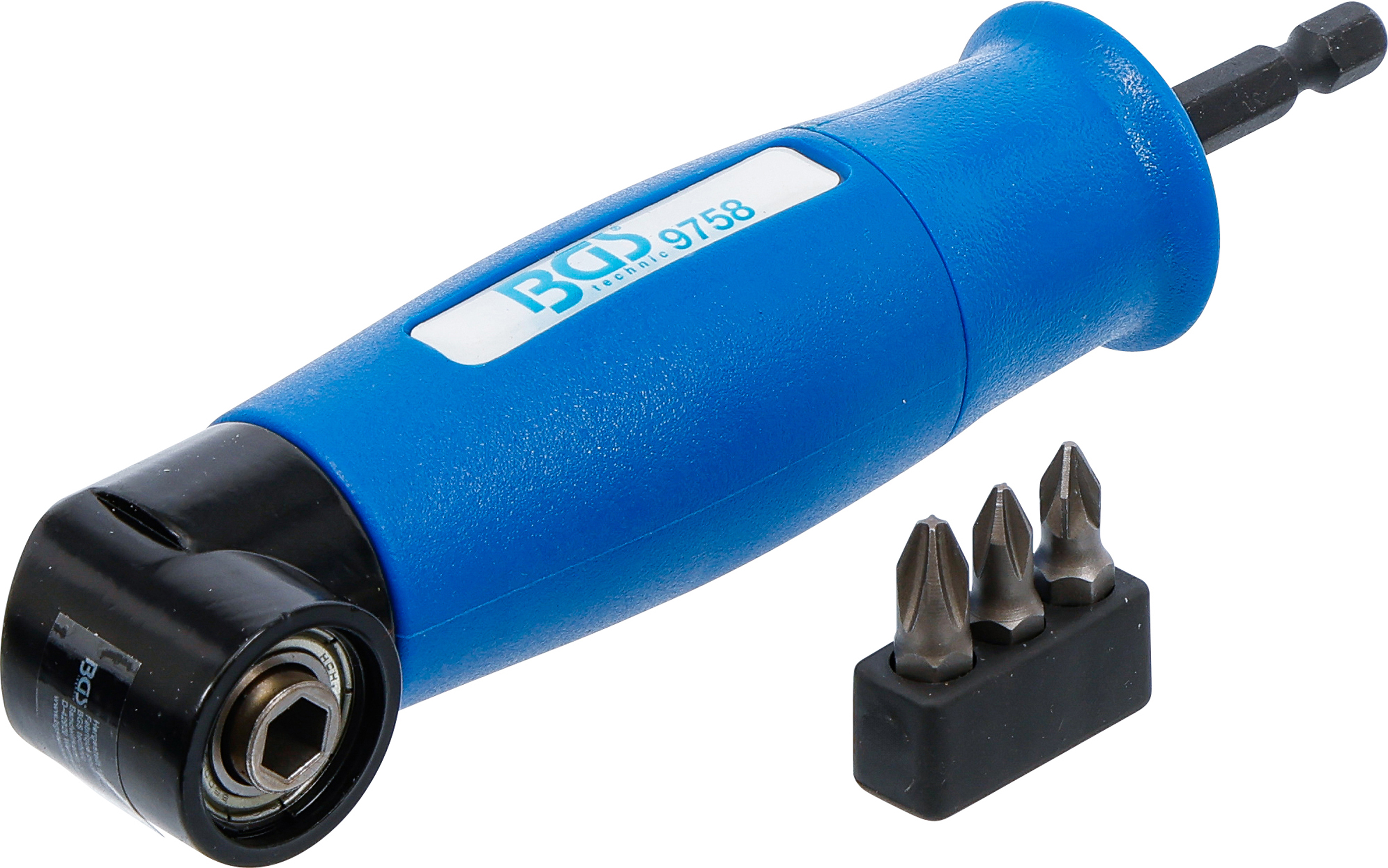 BGS Winkelbohrvorsatz | Antrieb Außensechskant 6,3 mm (1/4") / Abtrieb Innensechskant 6,3 mm (1/4") | 4-tlg.