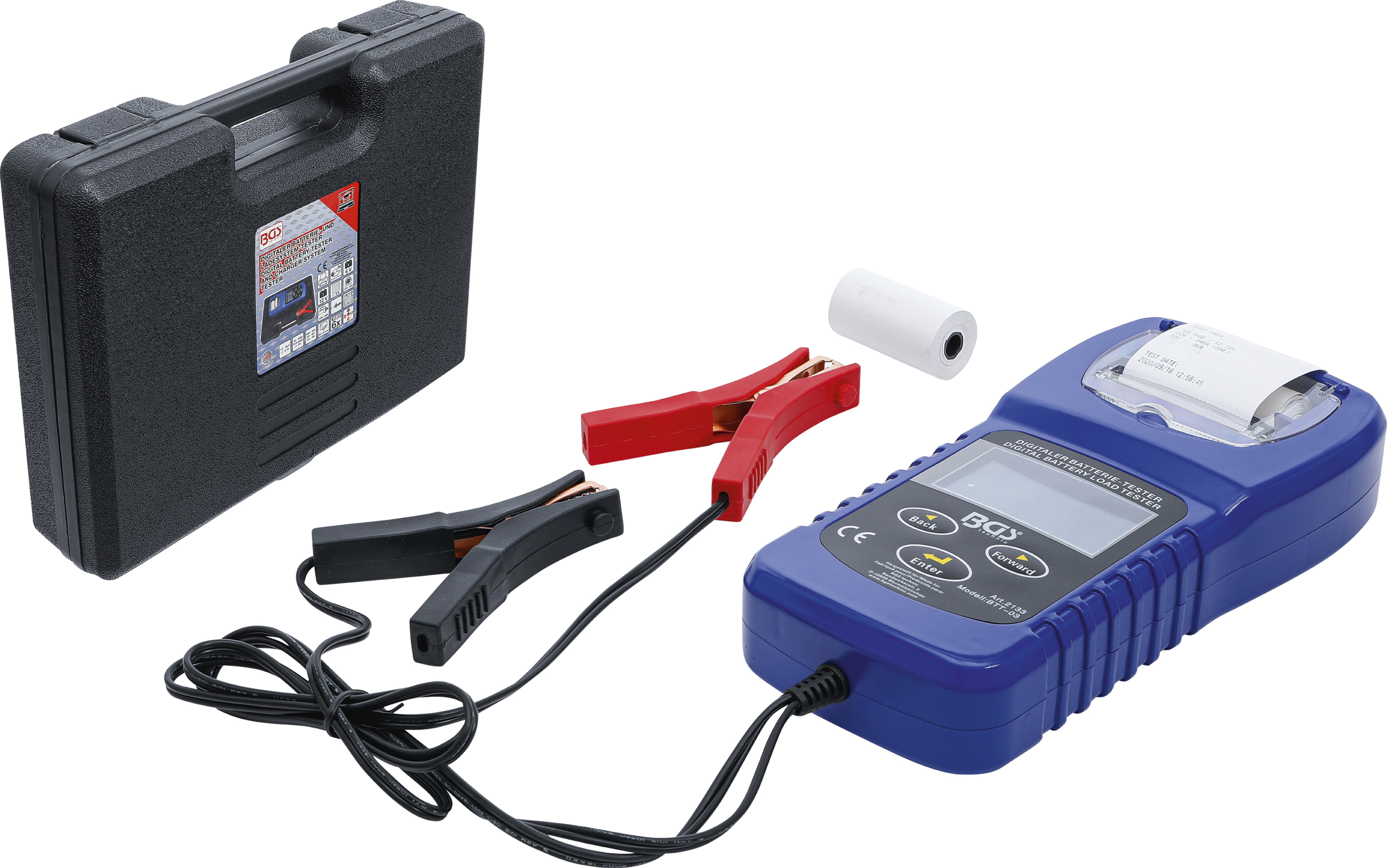 BGS Technic Digitaler Batterie- und Ladesystem Tester mit Drucker