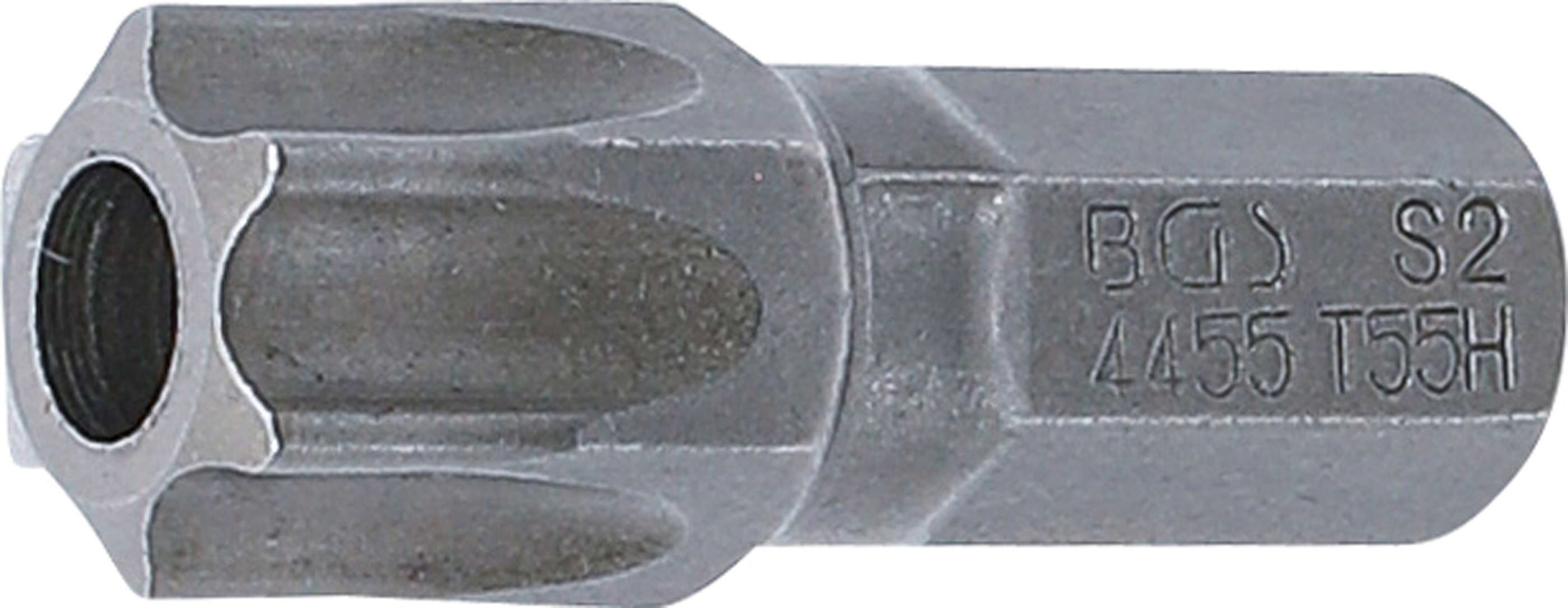 BGS Bit | Länge 30 mm | Antrieb Außensechskant 8 mm (5/16") | T-Profil (für Torx) mit Bohrung T55