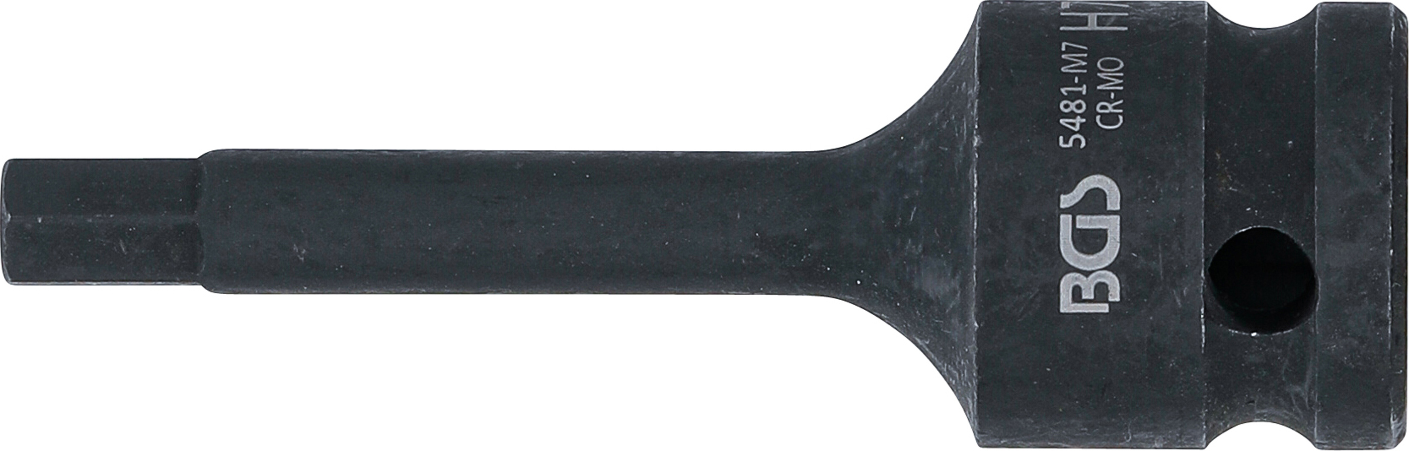 BGS Kraft-Bit-Einsatz | Länge 75 mm | Antrieb Innenvierkant 12,5 mm (1/2") | Innensechskant 7 mm