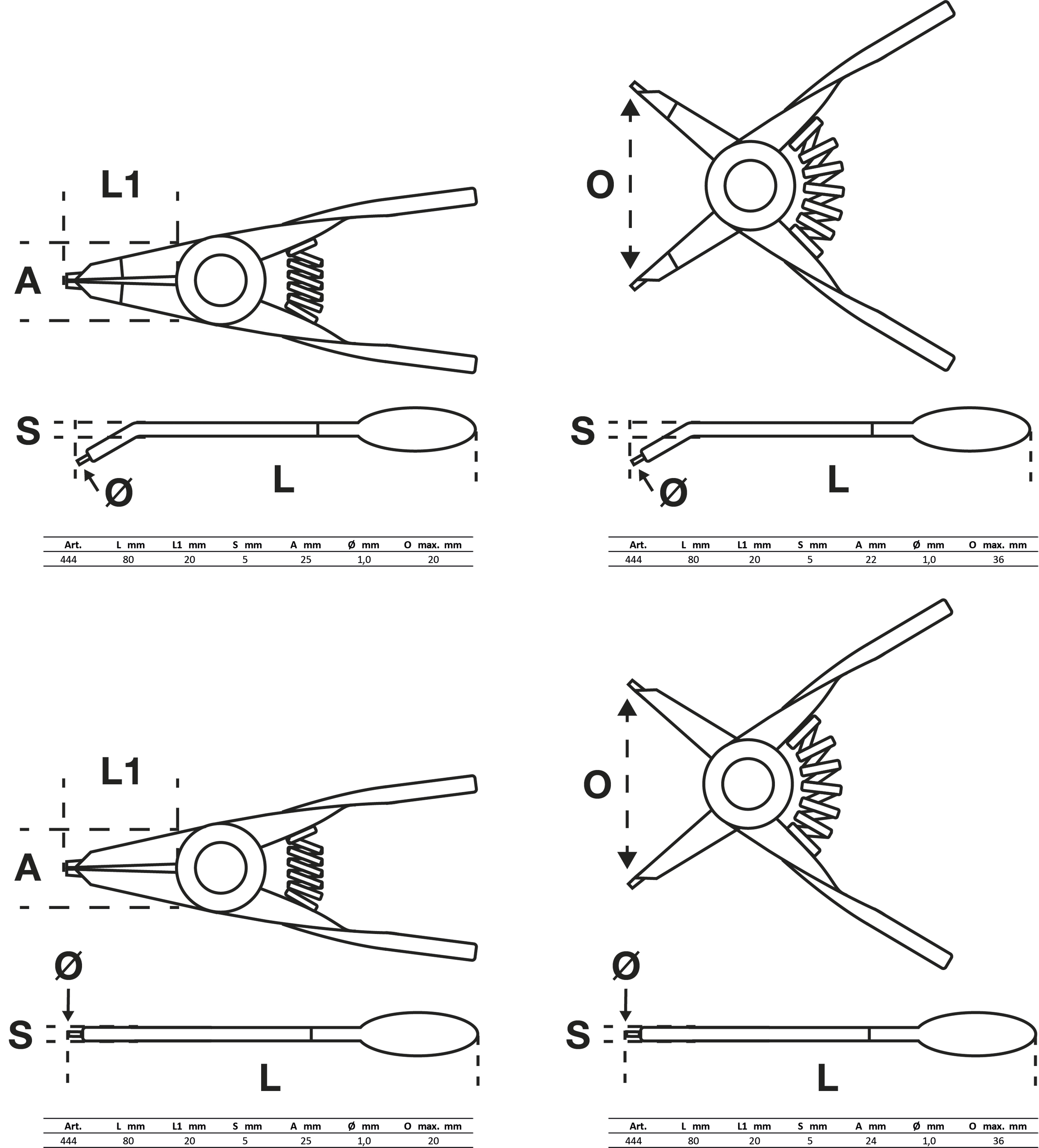 BGS Sprengringzangen-Satz | für kleine Sprengringe | 80 mm | 4-tlg.