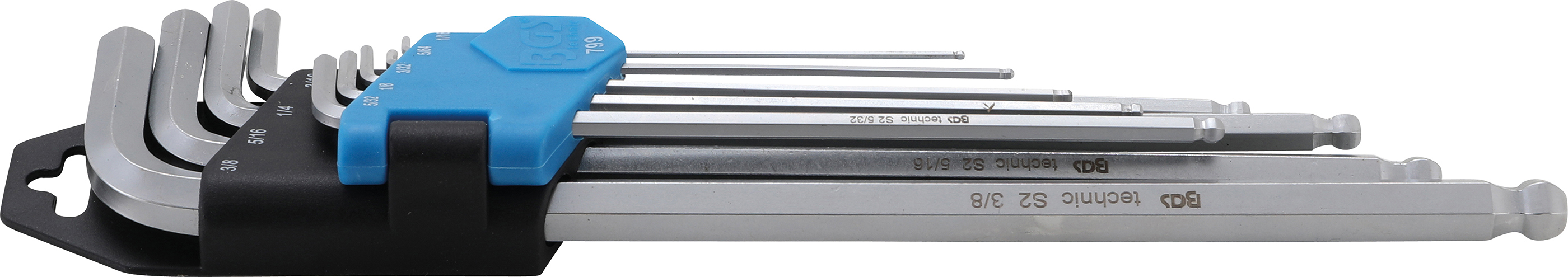 BGS Winkelschlüssel-Satz | Zollgrößen | Innensechskant / Innensechskant mit Kugelkopf 1/16" - 3/8" | 9-tlg.