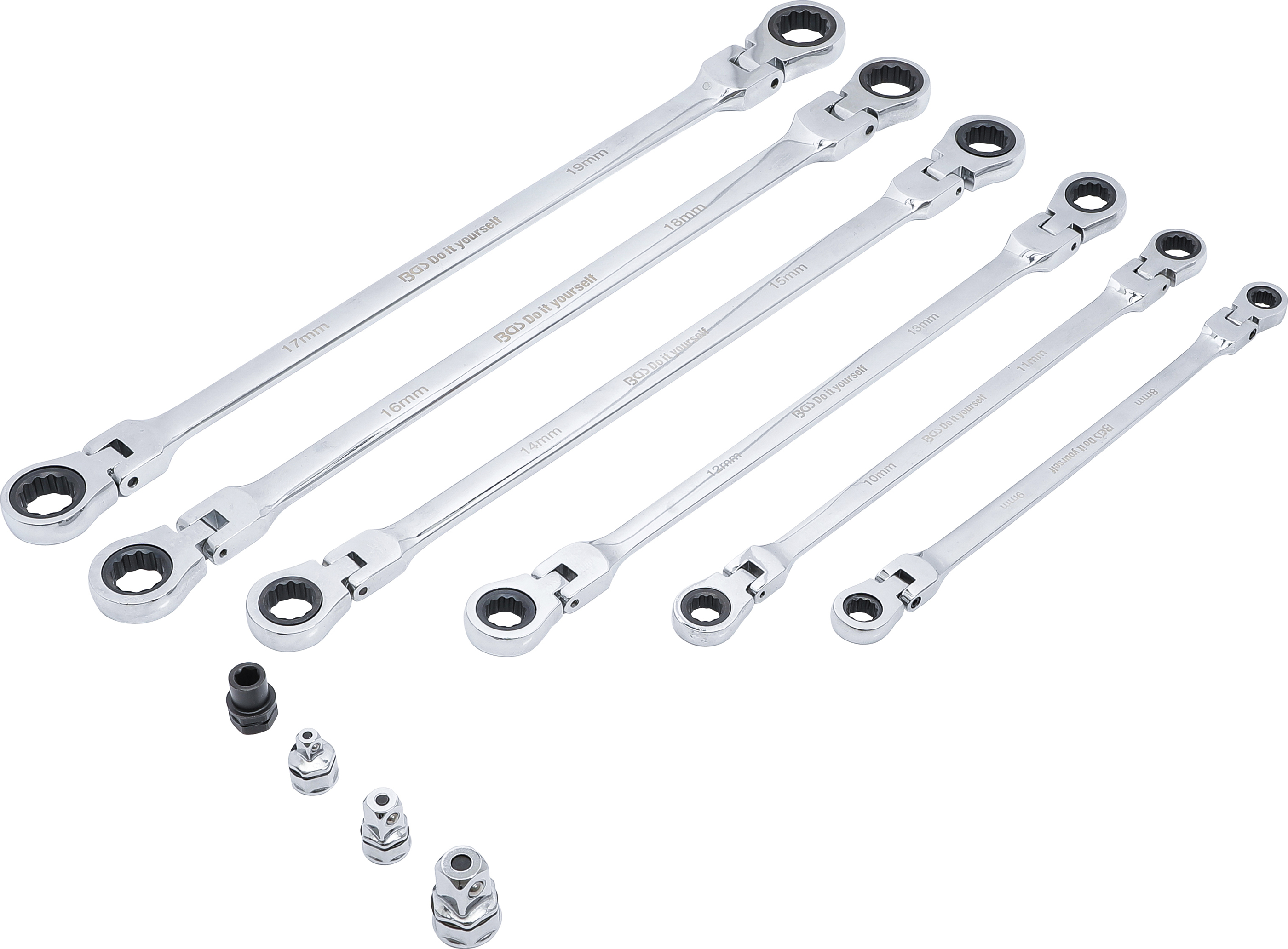 BGS Doppel-Ratschen-Gelenkschlüssel-Satz | SW 8 - 19 mm | 10-tlg.