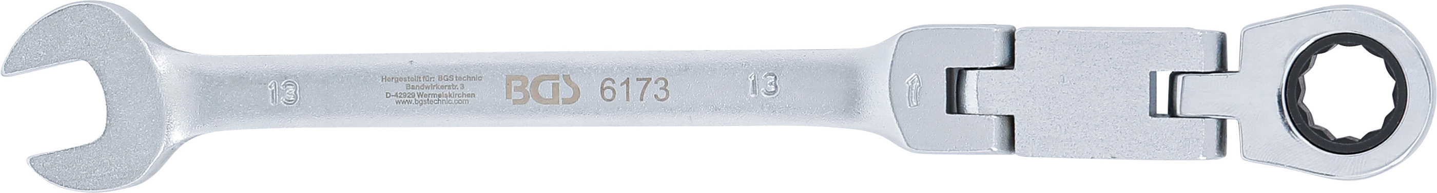 BGS Doppelgelenk-Ratschenring-Maulschlüssel | abwinkelbar | SW 13 mm