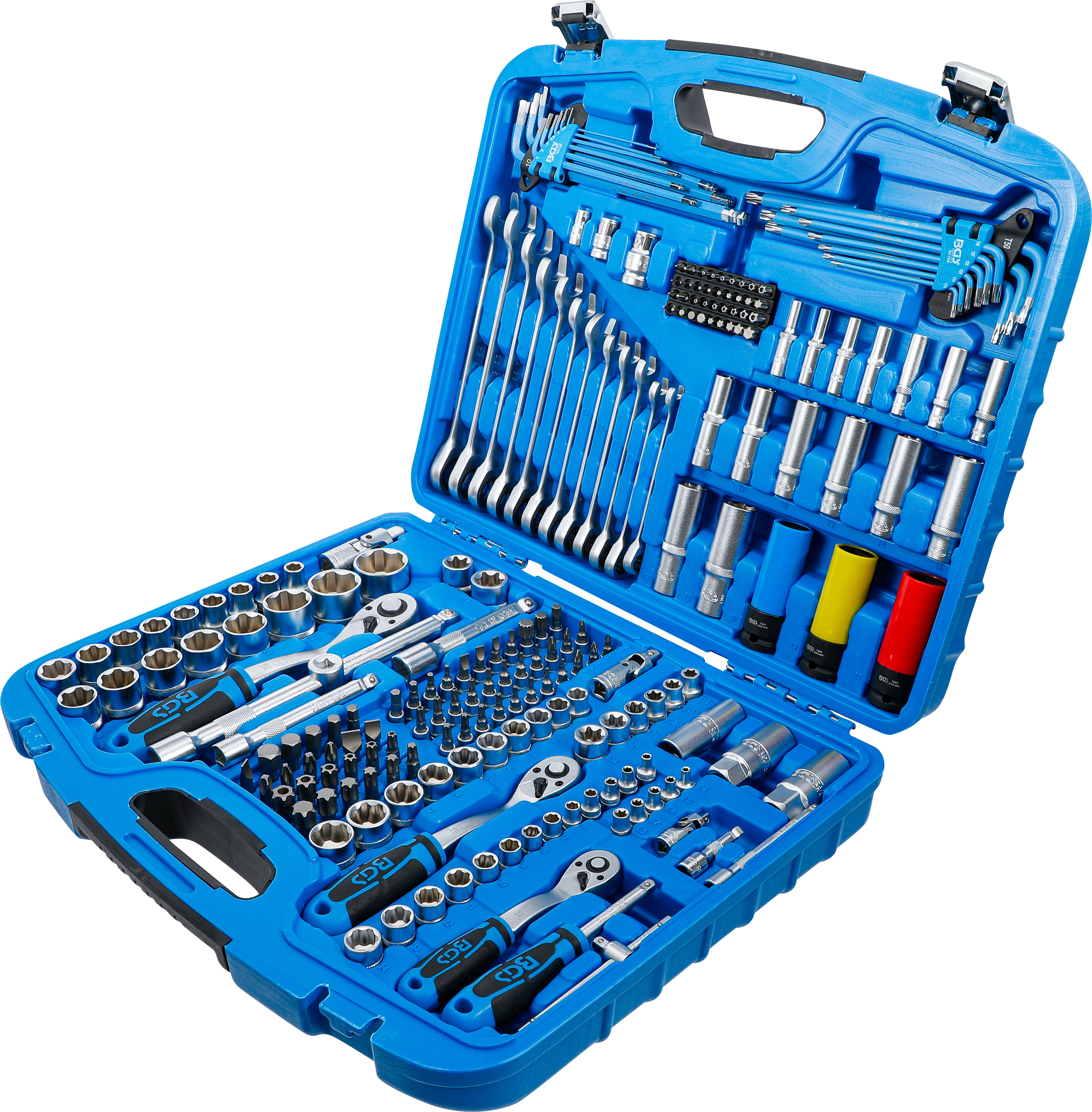 BGS Steckschlüssel-Satz Wellenprofil | Antrieb 6,3 mm (1/4") / 10 mm (3/8") / 12,5 mm (1/2") | 218-tlg.
