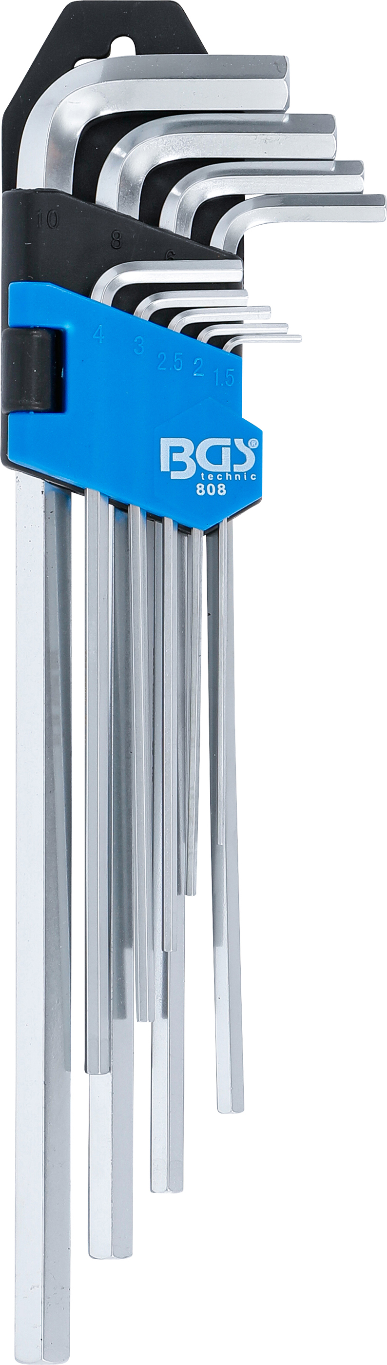 BGS Winkelschlüssel-Satz | extra lang | Innensechskant 1,5 - 10 mm | 9-tlg.
