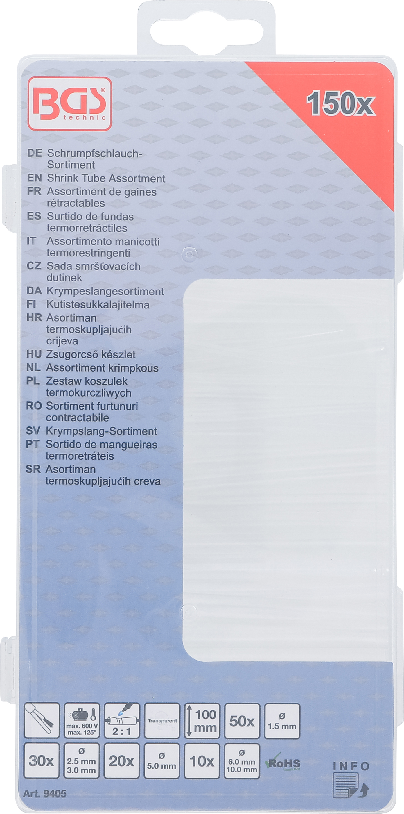 BGS Schrumpfschlauch-Sortiment | transparent | 150-tlg.