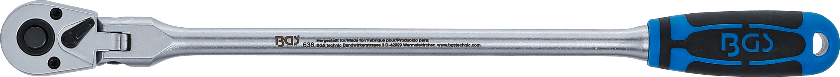 BGS Gelenkknarre, arretierbar | extra lang | Abtrieb Außenvierkant 6,3 mm (1/4") | 304 mm