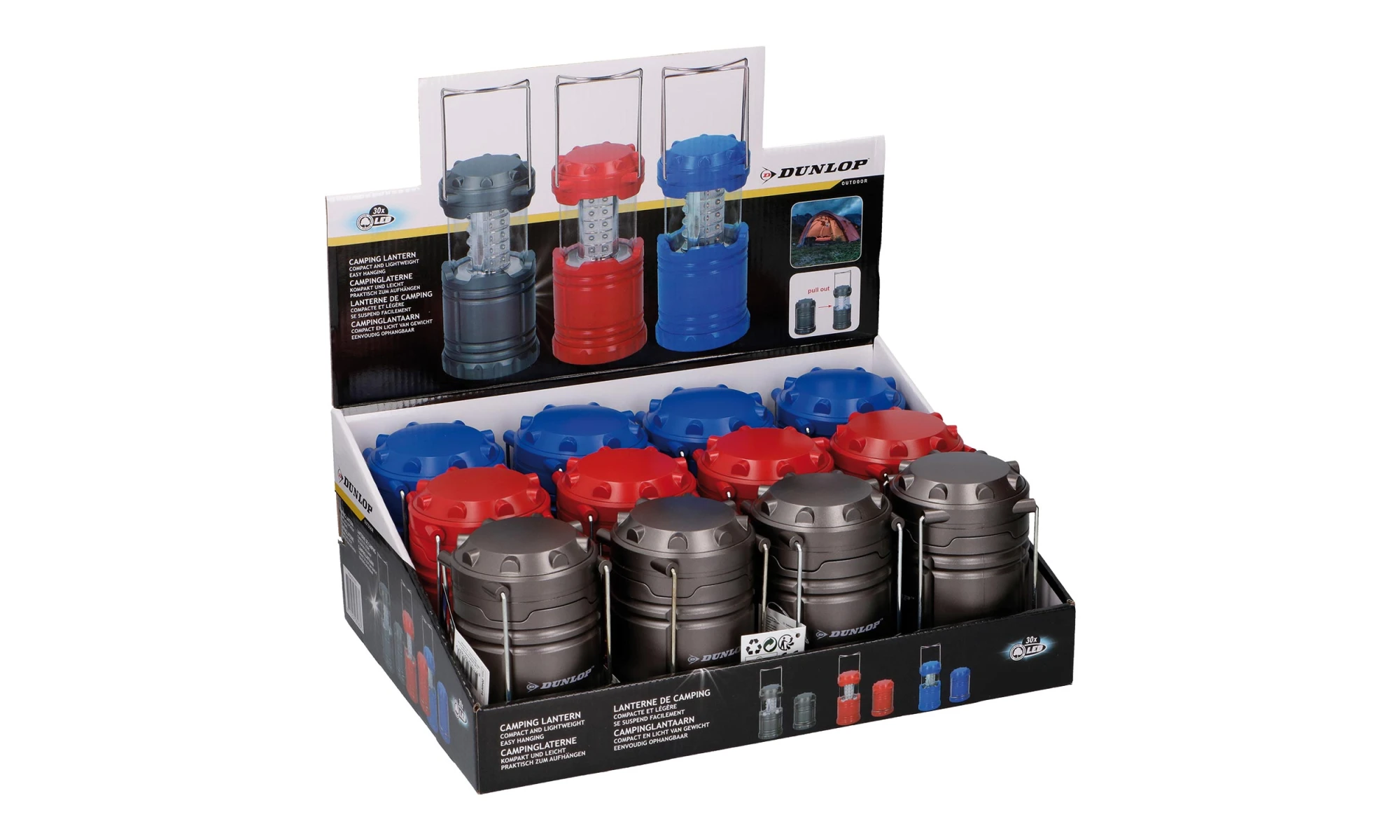 Dunlop ausziehbare Camping Laterne 30 LED