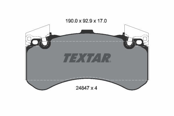 Bremsbelagsatz, Scheibenbremse 2484701 “TEXTAR 190 mm, 92,9 mm, 17 mm”