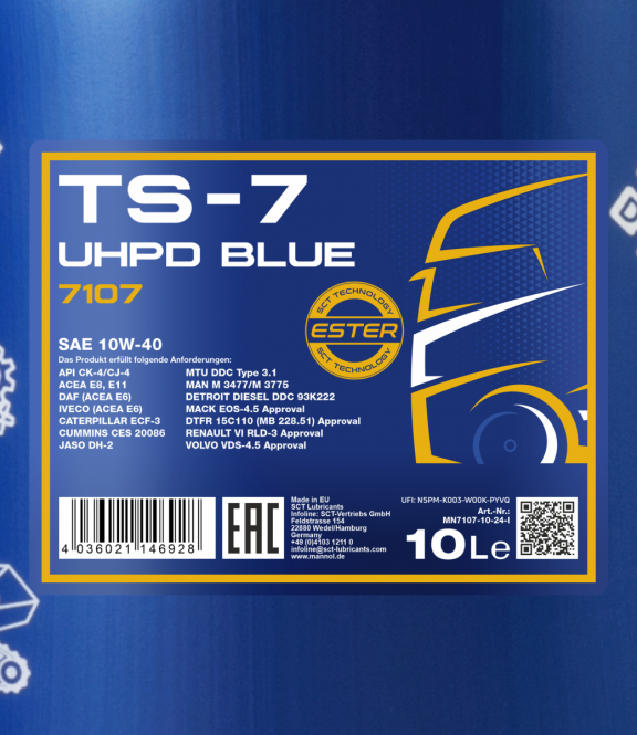 10W-40 Mannol 7107 TS-7 UHPD Blue LKW Motoröl 10 Liter