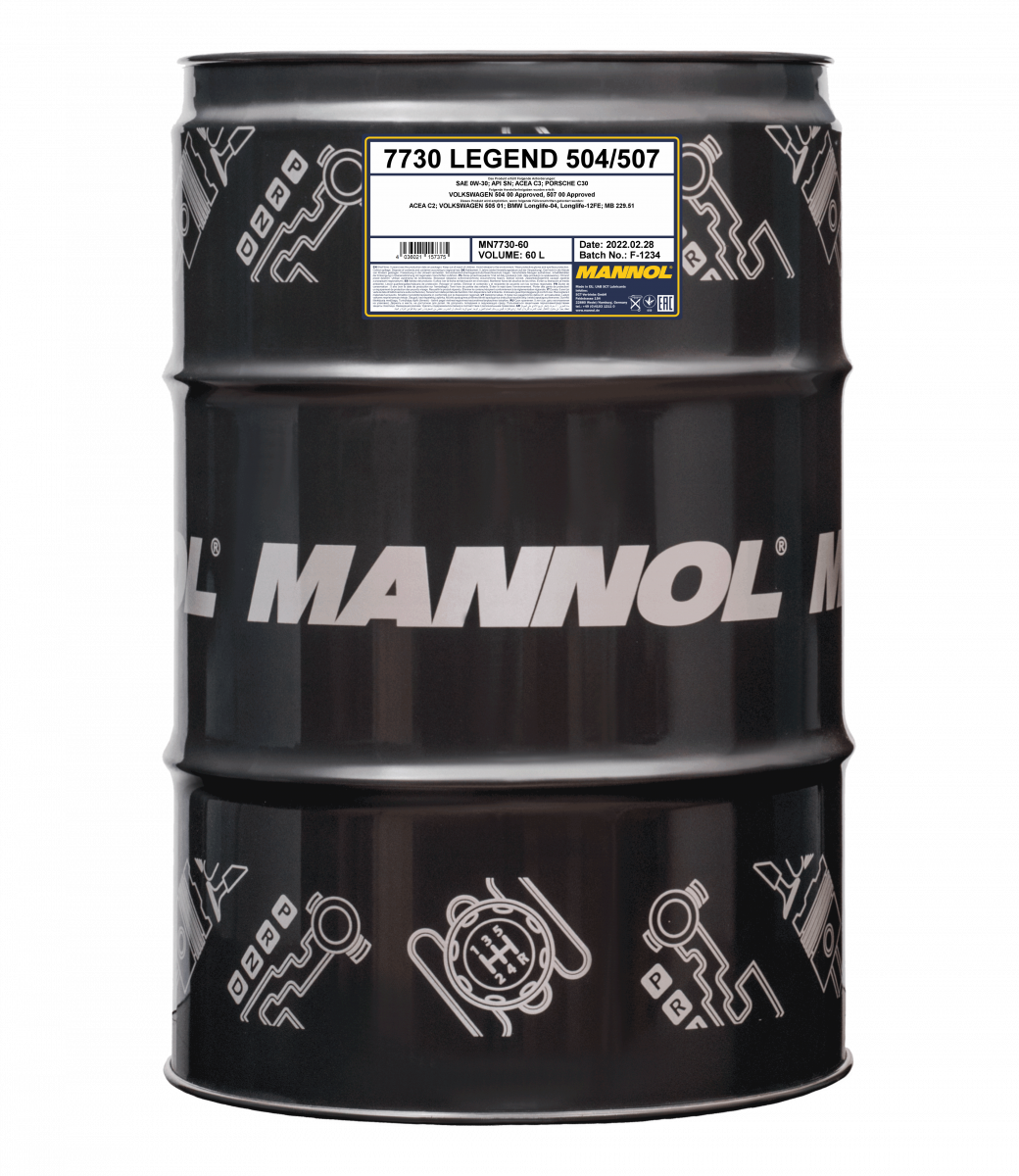 0W-30 Mannol 7730 Legend 504 507 für VW Audi Skoda Motoröl 60 Liter