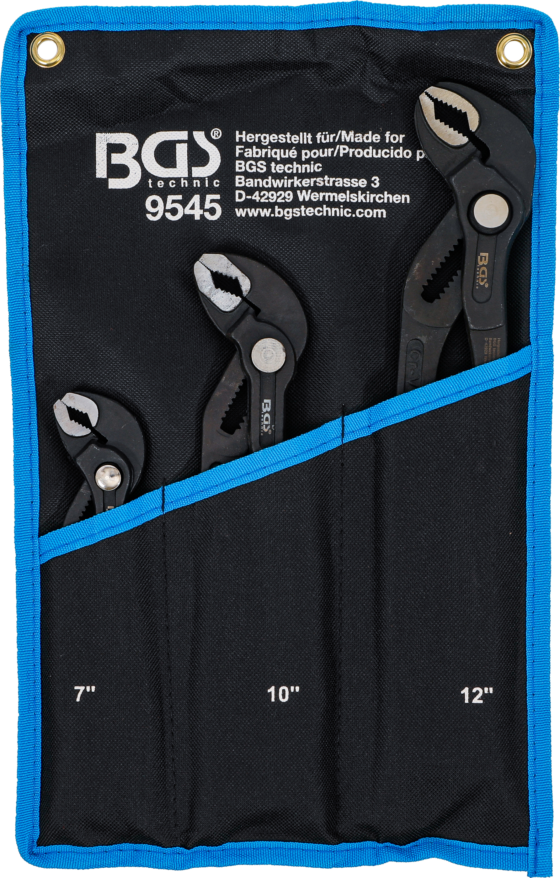 BGS Wasserpumpenzangen-Satz | arretierbar | 175 / 240 / 300 mm | 3-tlg.