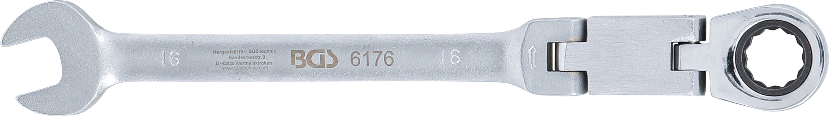 BGS Doppelgelenk-Ratschenring-Maulschlüssel | abwinkelbar | SW 16 mm
