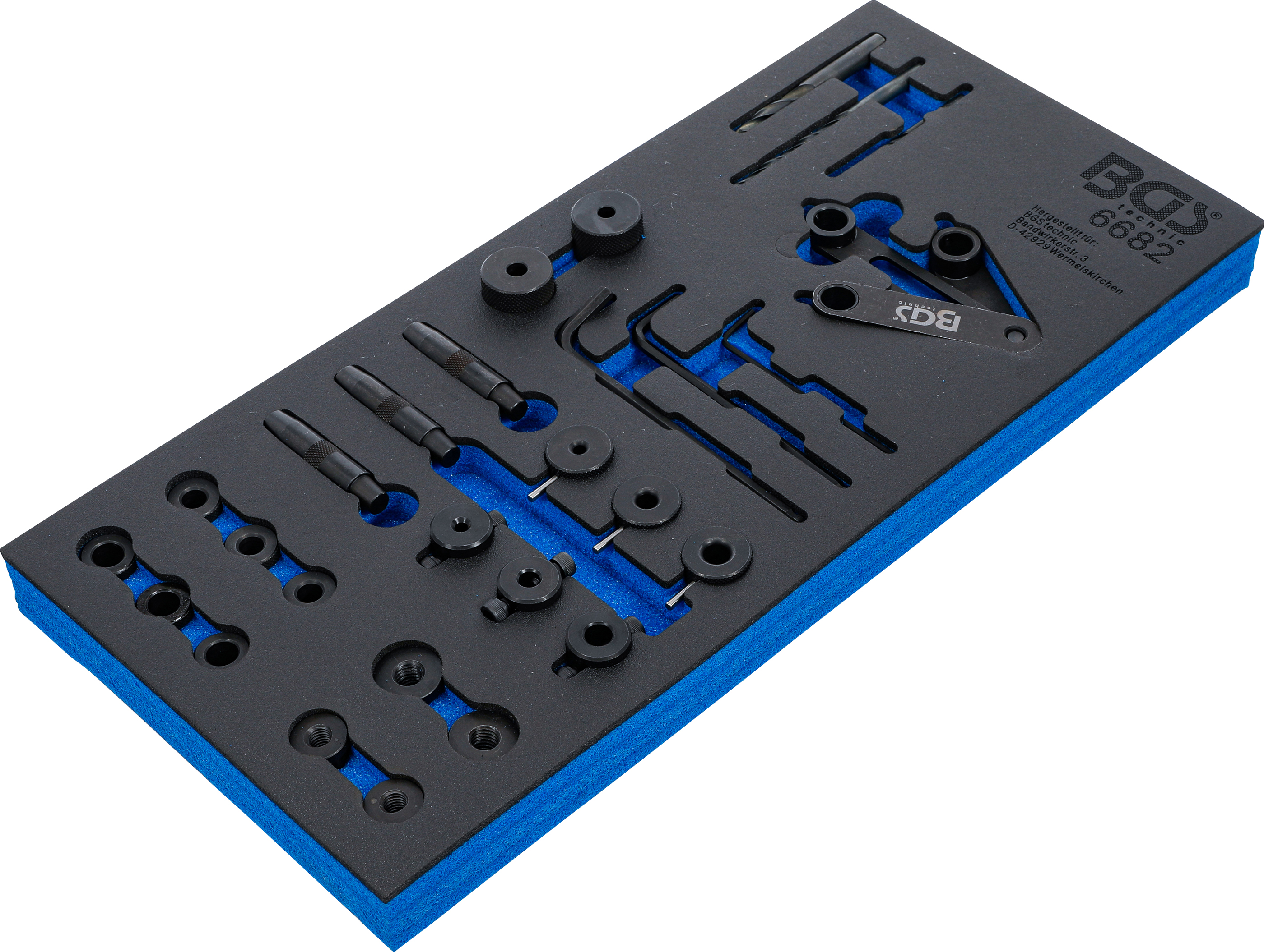 BGS Werkstattwageneinlage 1/3: Zylinderkopf-Bohrlehren-Werkzeug-Satz | 28-tlg.