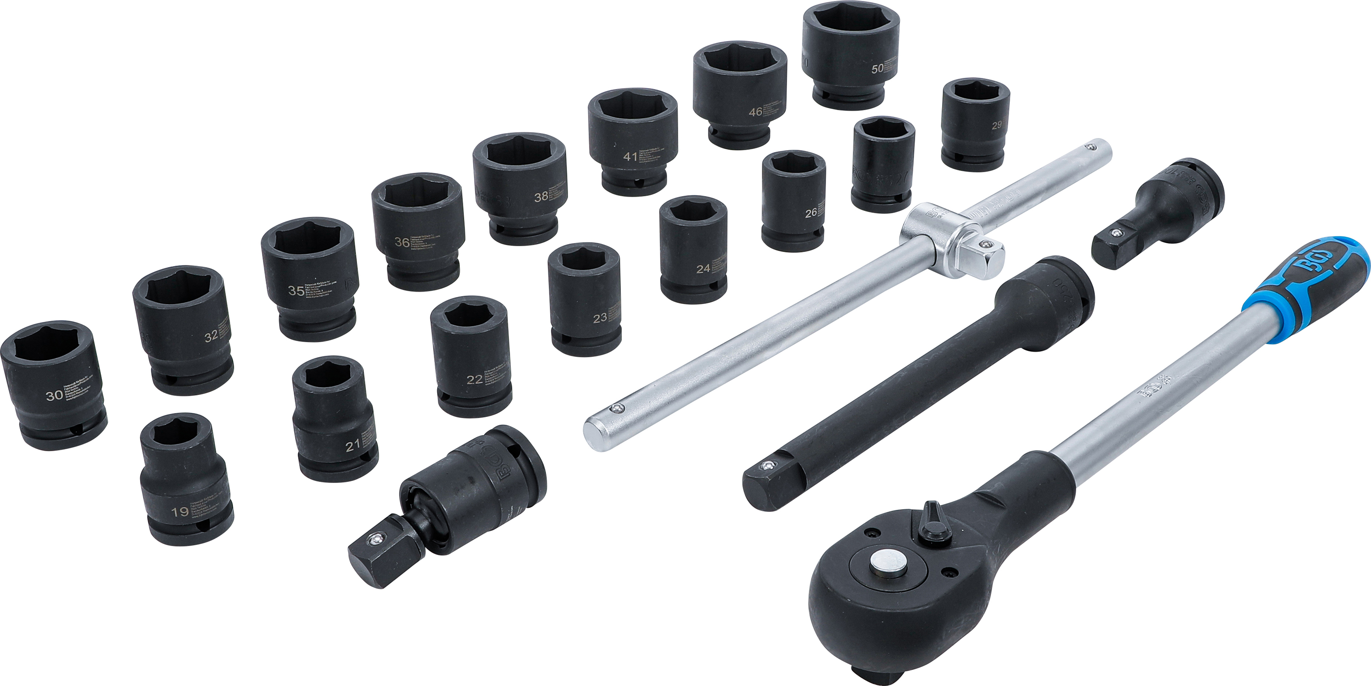BGS Kraft-Steckschlüssel-Satz | 20 mm (3/4") | 21-tlg. BGS Kraft-Steckschlüssel-Satz | 20 mm (3/4") | 21-tlg.