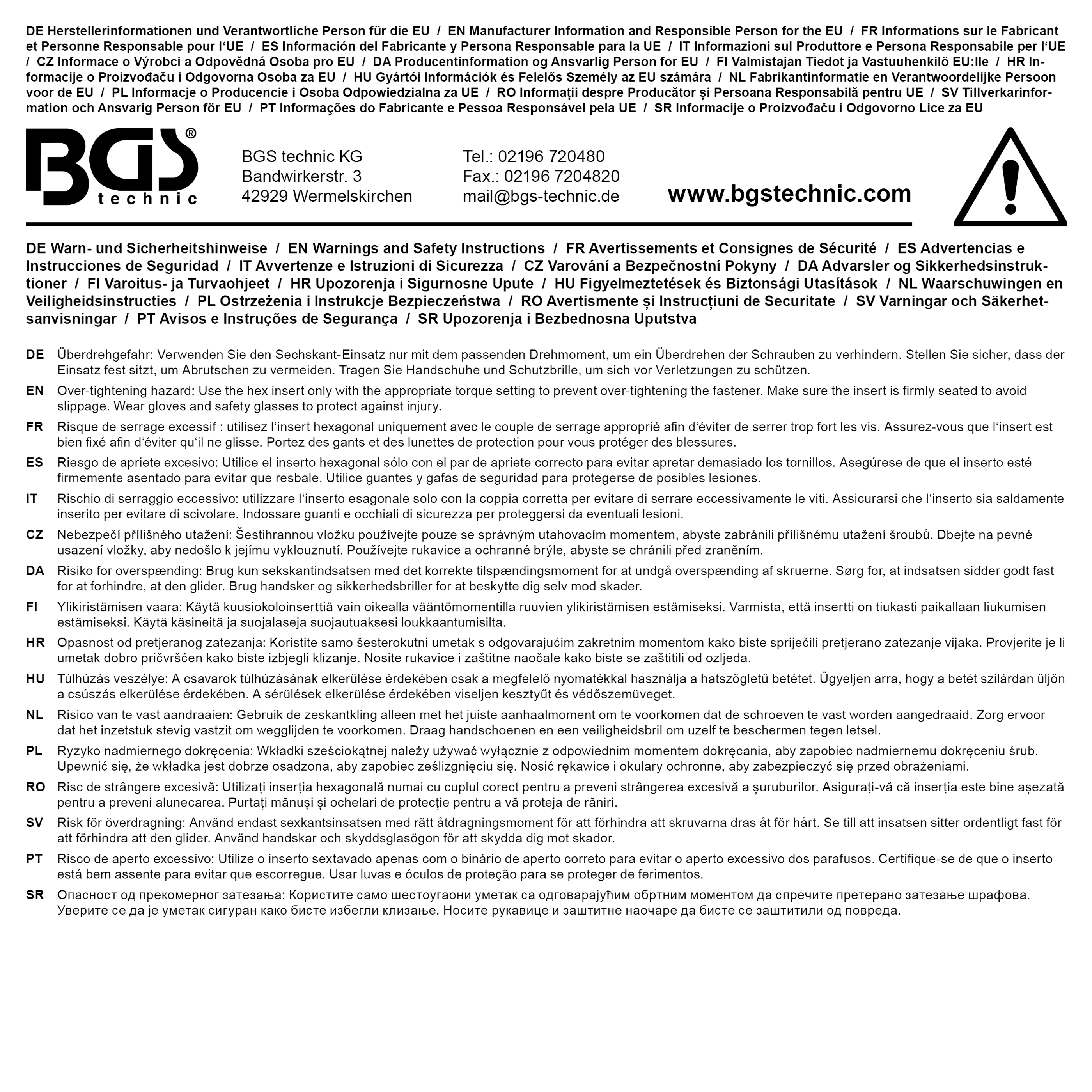 BGS Steckschlüssel-Einsatz Sechskant, tief | Antrieb Innenvierkant 6,3 mm (1/4") | SW 11 mm