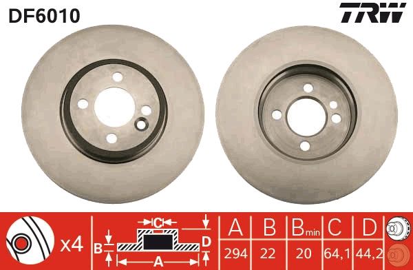 Bremsscheibe DF6010 “TRW 294 mm, 22 mm”