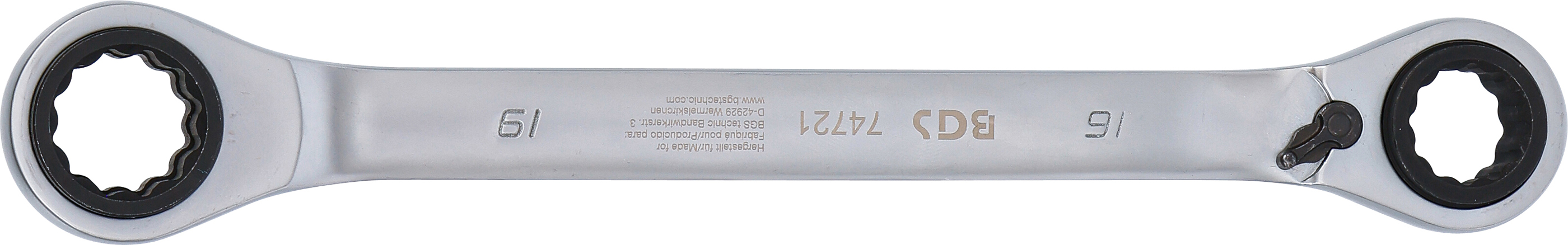 BGS Doppel-Ratschen-Ringschlüssel | umschaltbar | 4-in-1 | 16 x 17 - 18 x 19 mm