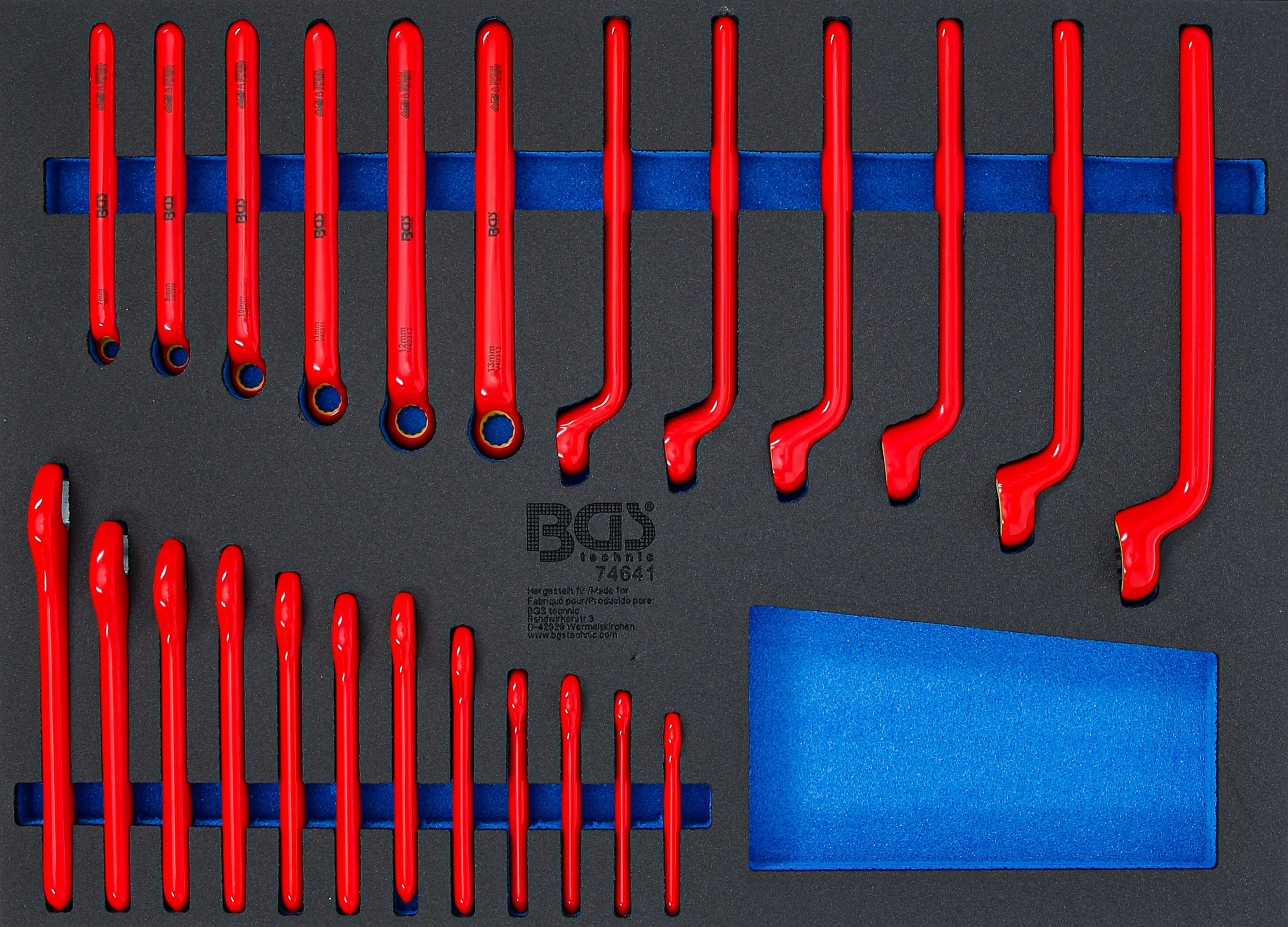 BGS Werkstattwageneinlage 3/3: VDE-Ringschlüssel- und VDE-Einmaulschlüssel-Satz | 24-tlg.