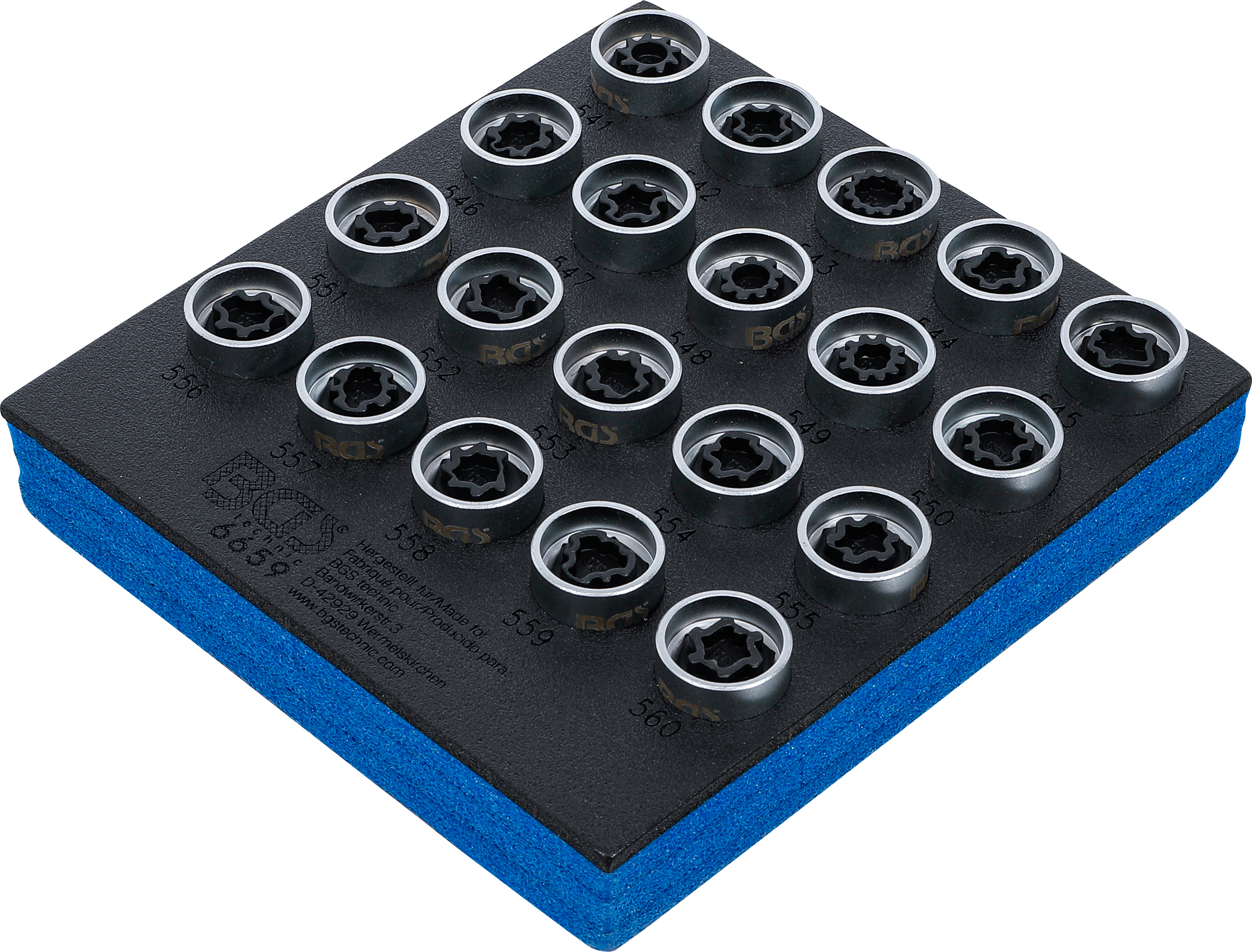 BGS Werkstattwageneinlage 1/6: Felgenschloss-Werkzeug-Satz für VAG | 20-tlg.