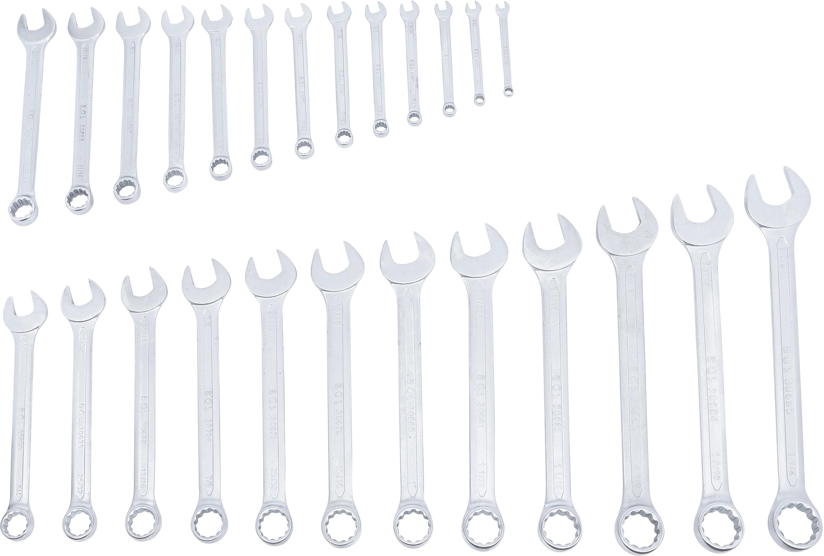 BGS Maul-Ringschlüssel-Satz | Zollgrößen | SW 1/4" - 1.1/4" | 25-tlg.