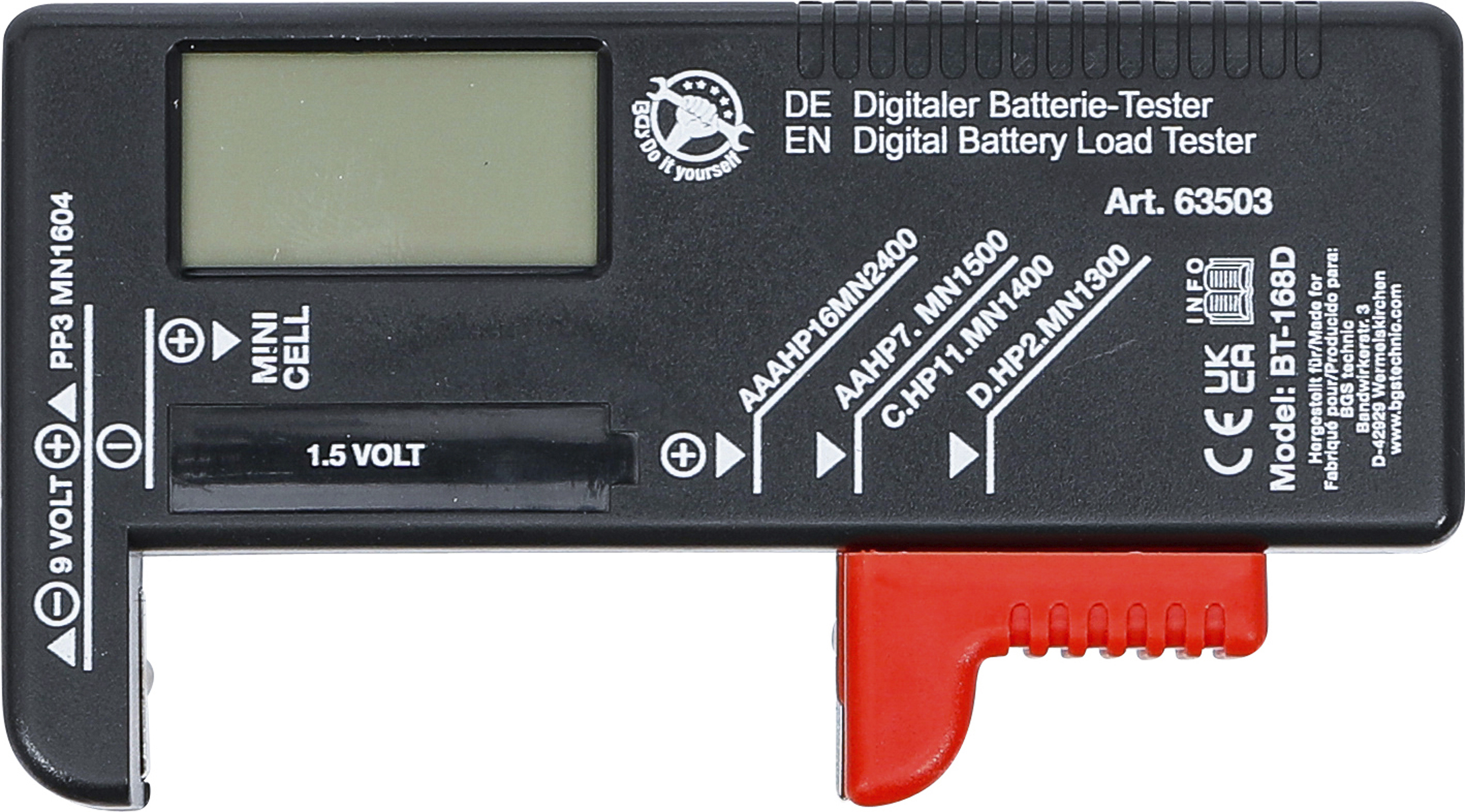 BGS Digitaler Batterie-Tester | 1,5 V / 9 V