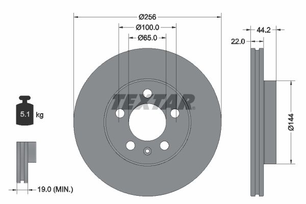 Bremsscheibe 92303803 “TEXTAR 256 mm, 22 mm”